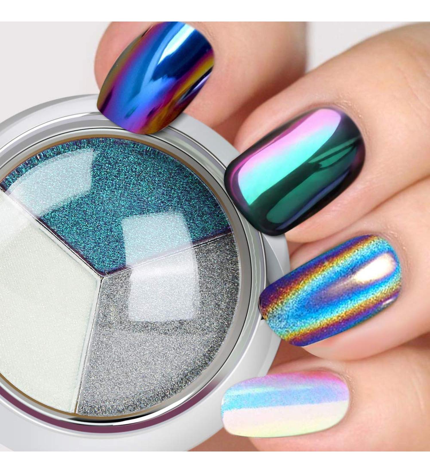 PrettyDiva Chrome Nail Powder Set - 3 in 1 Holographic, Mermaid, Chameleon Powders - Buy Online on GoSupps.com