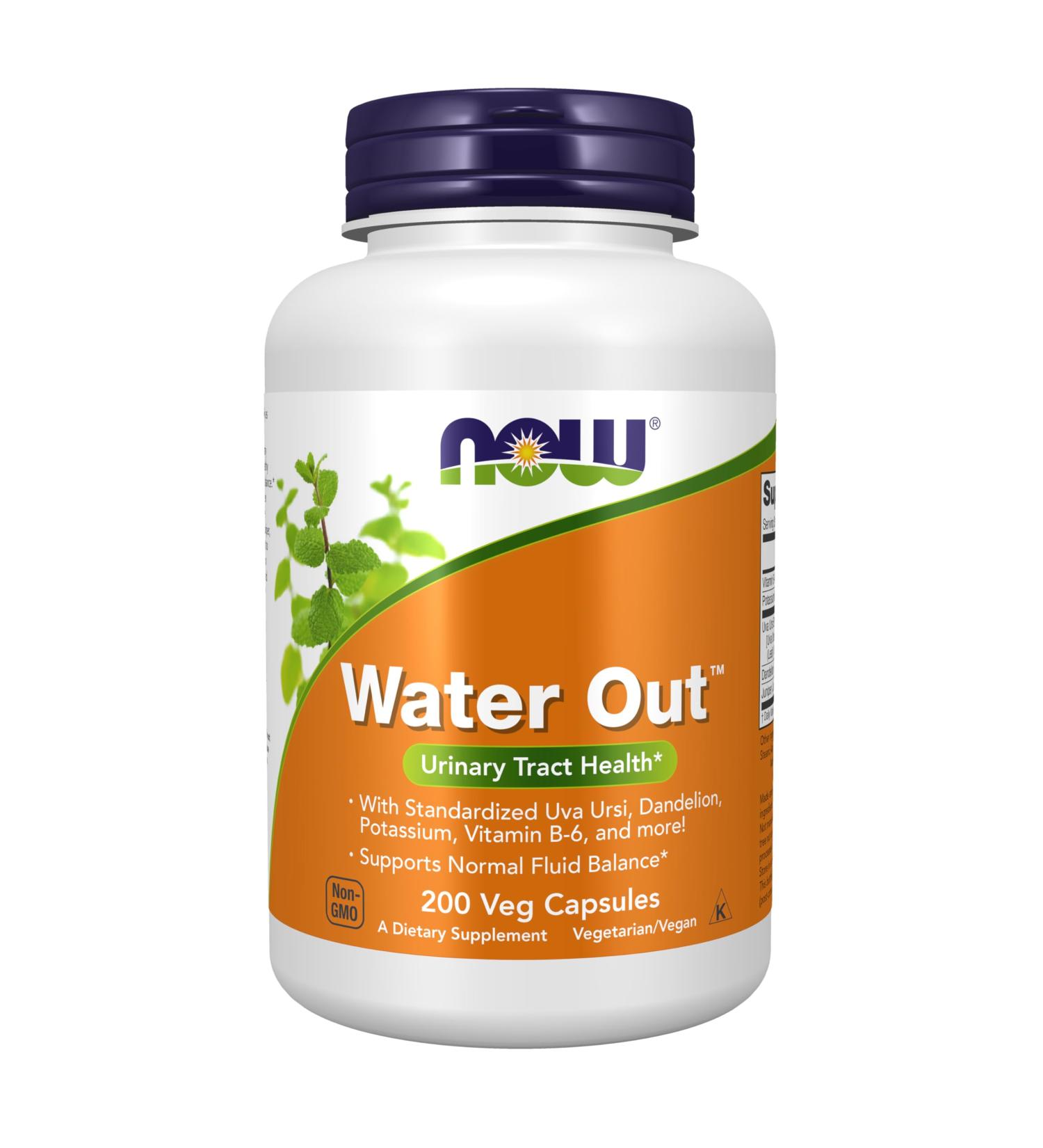 Now Supplements Water Out with Standardized Uva Ursi Dandelion Potassium and Vitamin B-6 200 Veg Capsules - Buy Online on GoSupps.com