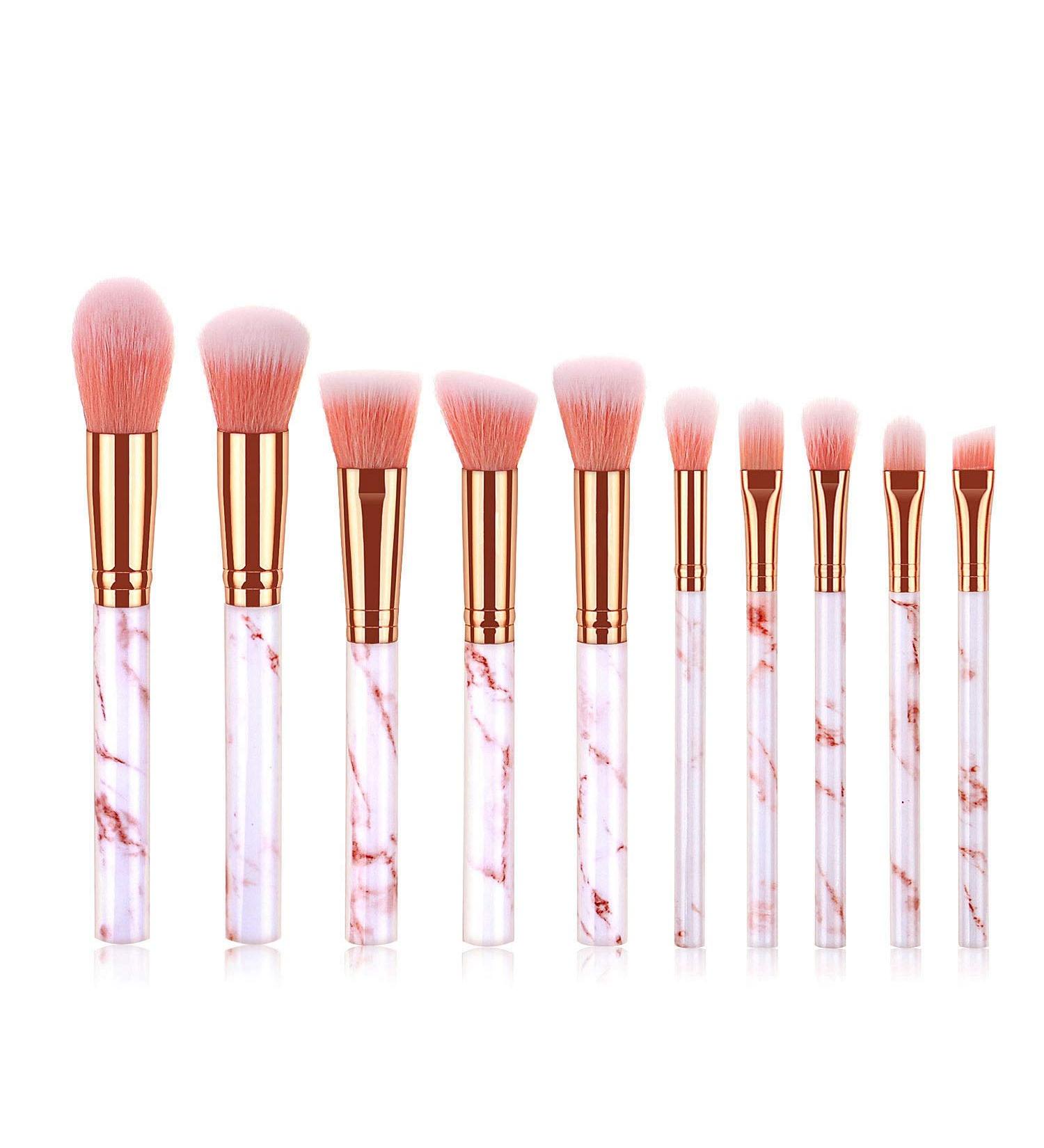 Fegtrtyoa 10 Professional Makeup Brushes Set Tool Foundation Eye Shadow Lip Liner Blush Marble Face Makeup Brush - Buy Online on GoSupps.com