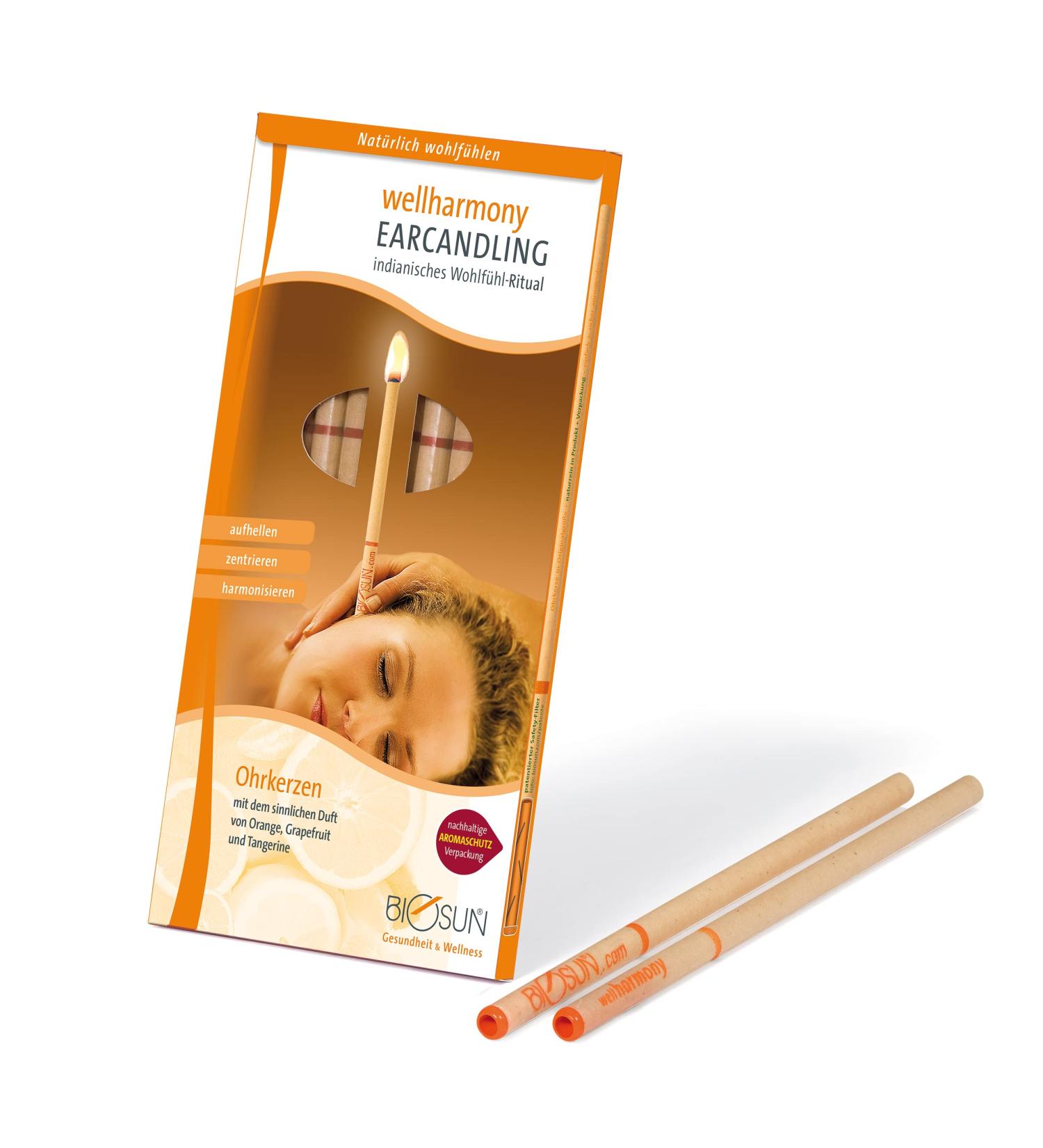 10 Pairs Biosun Wellharmony Ear Candles with Safety Filters - Sensual Orange Grapefruit & Tangerine Fragrance | International Shipping Available - Buy Online on GoSupps.com