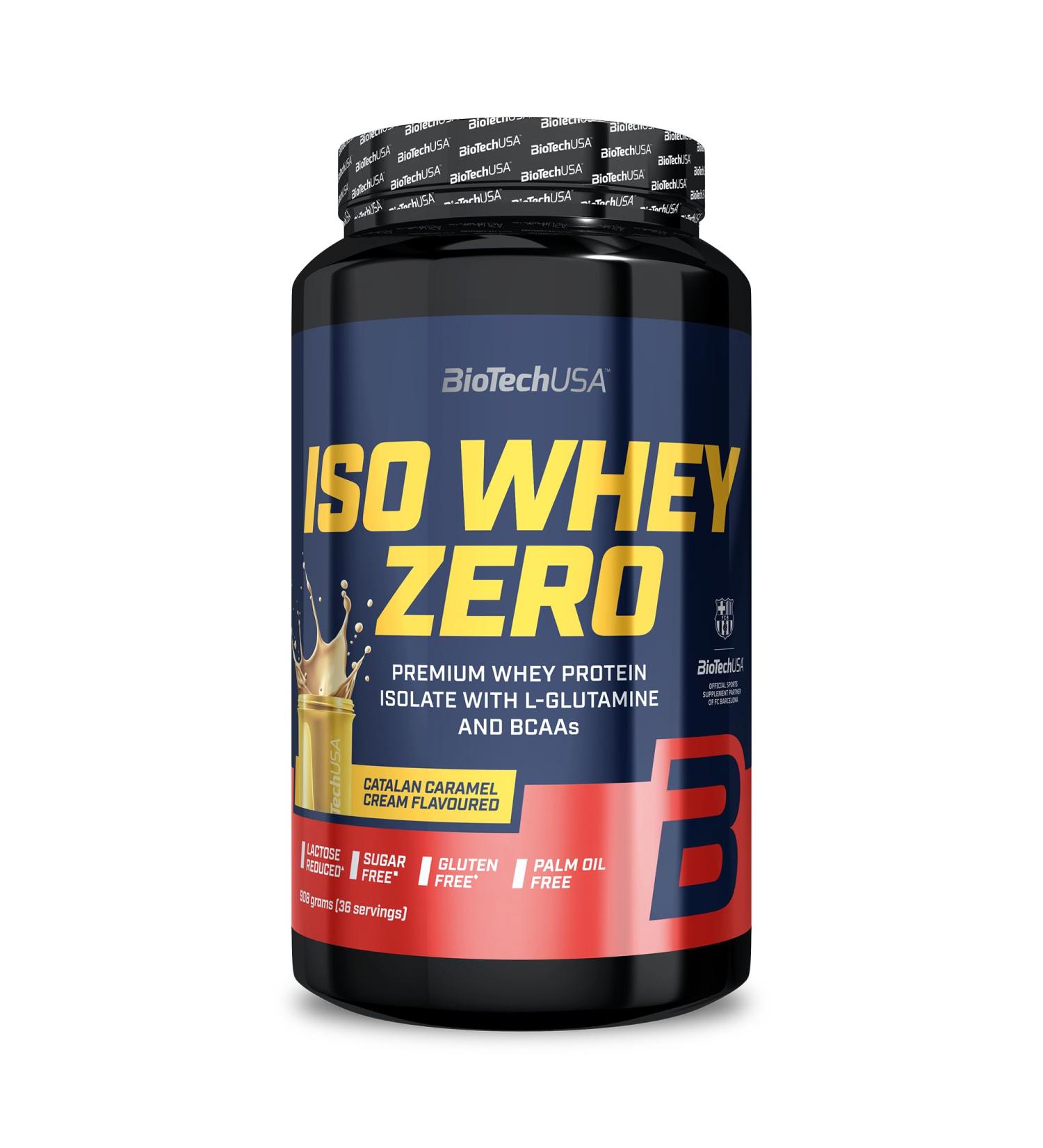BioTechUSA Iso Whey Zero | Premium Whey Protein Isolate | Grass-Fed | Enzyme-Free | Sugar- and Gluten-free 908 g Caramel Catalan - Buy Online on GoSupps.com