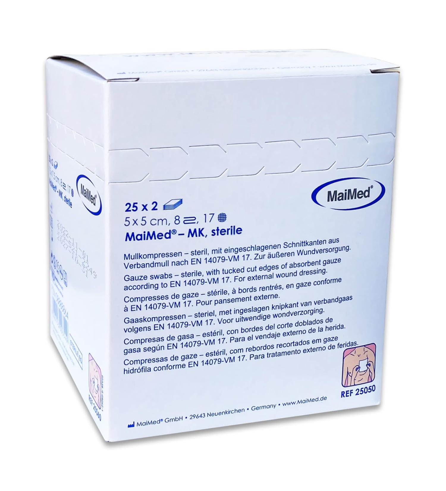 Sterile 5x5 cm Compresses (50 pcs) - Multi-Layered Wound Care Bandage - Non-Adhesive Insulation for Blood & Secretion - Buy Online on GoSupps.com