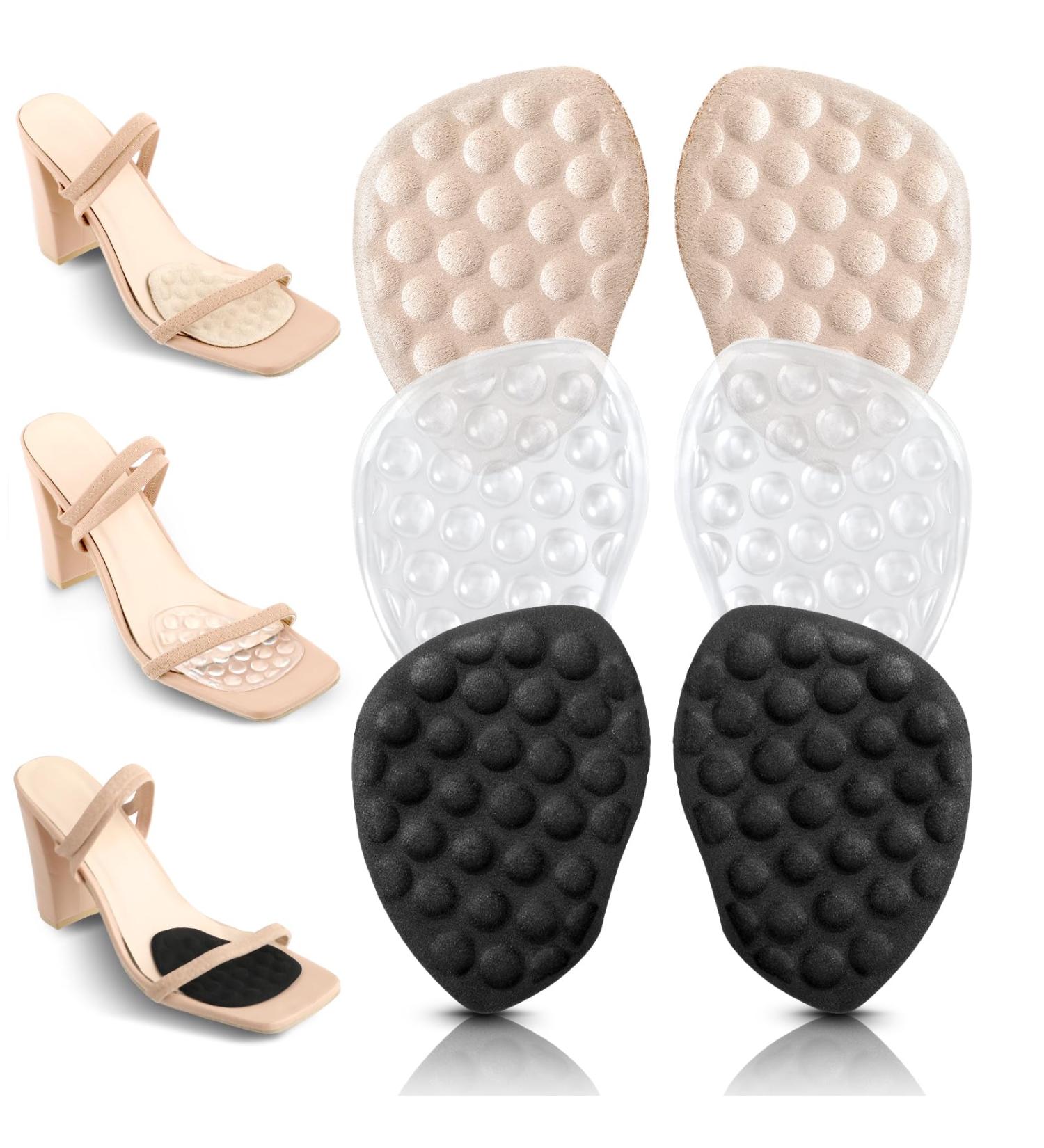 Ouligay Silicone Forefoot Cushions - 3 Pairs Reusable Anti-Slip Gel Pads for High Heels - Washable Foot Comfort for Women - Buy Online on GoSupps.com