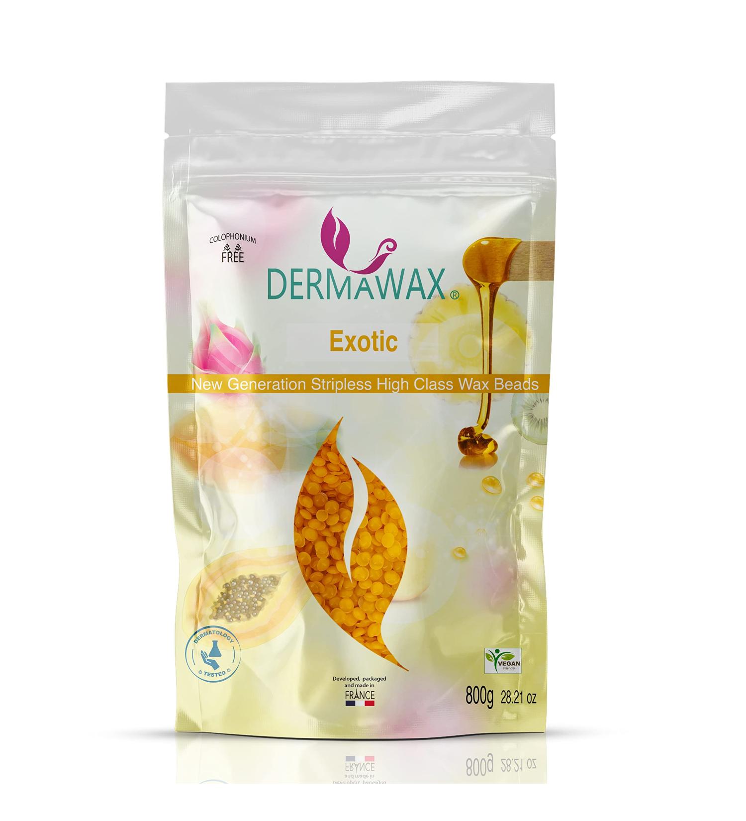 800g Dermawax Exotic Hypoallergenic Waxing Pearls - Gentle Hair Removal for Eyebrows Face Intimate Areas and More - Buy Online on GoSupps.com