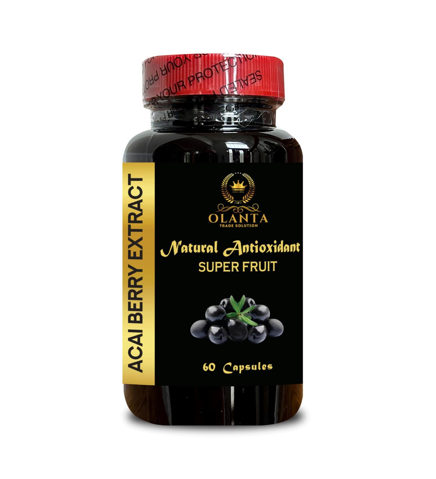 OLANTA TRADE SOLUTION Acai Berry Extract 4:1 Superfruit Capsules for Daily Energy Wellness Balance & Plant-Based Nutrition - 1 Bottle 60 Capsules - Buy Online on GoSupps.com