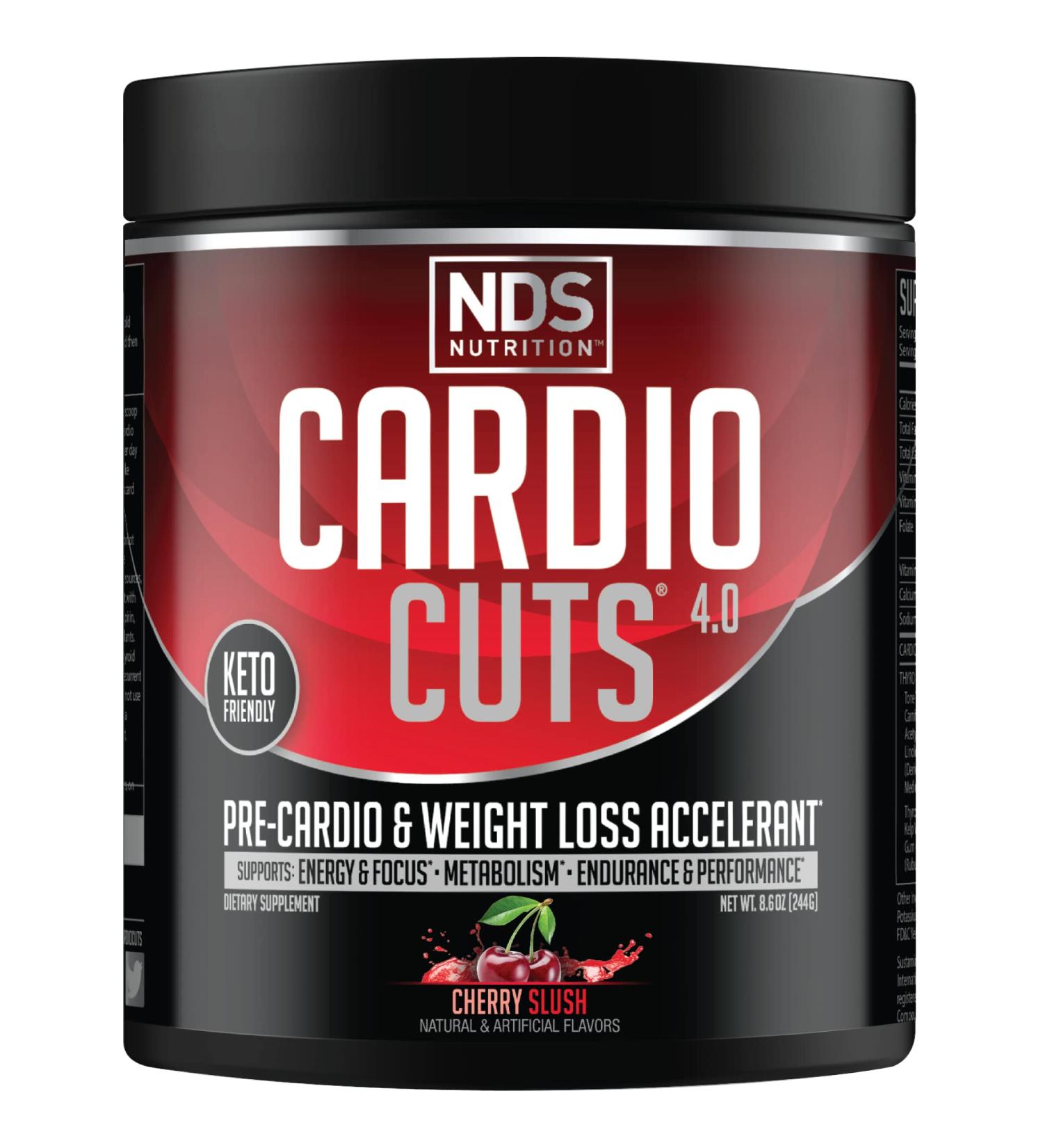 Cardio Cuts NDS Nutrition 4.0 Pre Workout Supplement - Advanced Weight Loss and Pre Cardio Formula with L-Carnitine CLA MCTs L-Glutamine and Safflower Oil - Cherry Slush (40 Servings) - Buy Online on GoSupps.com