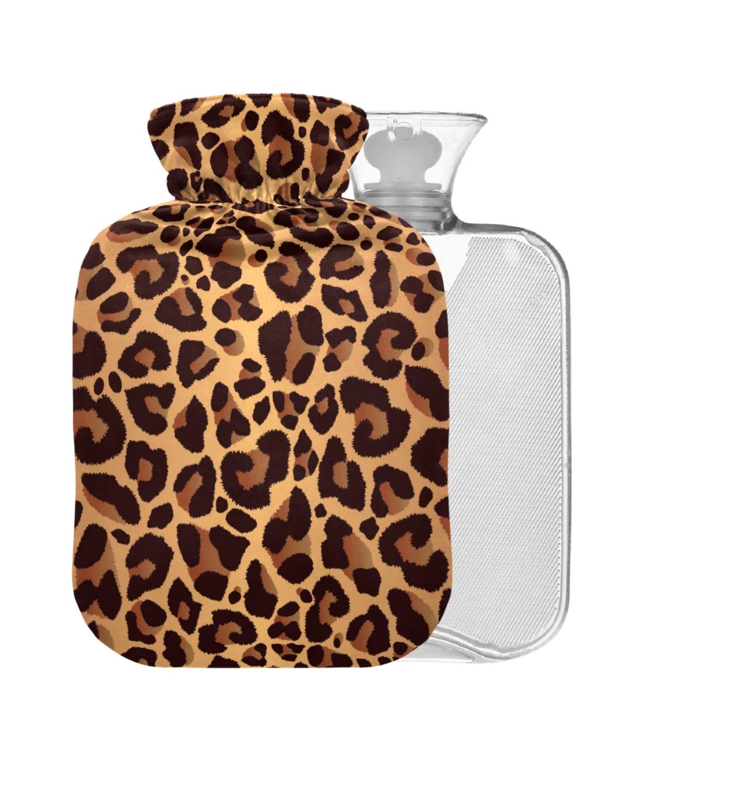 Leopard Print Hot Water Bottle 2L - BPA Free Large Cover for Pain Relief & Hot/Cold Compress - Buy Online on GoSupps.com