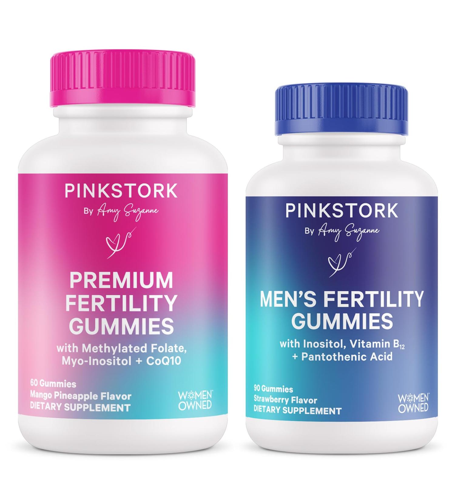 Pink Stork His and Hers Fertility Gummies Bundle - Fertility Support for Women and Fertility Support for Men - Buy Online on GoSupps.com