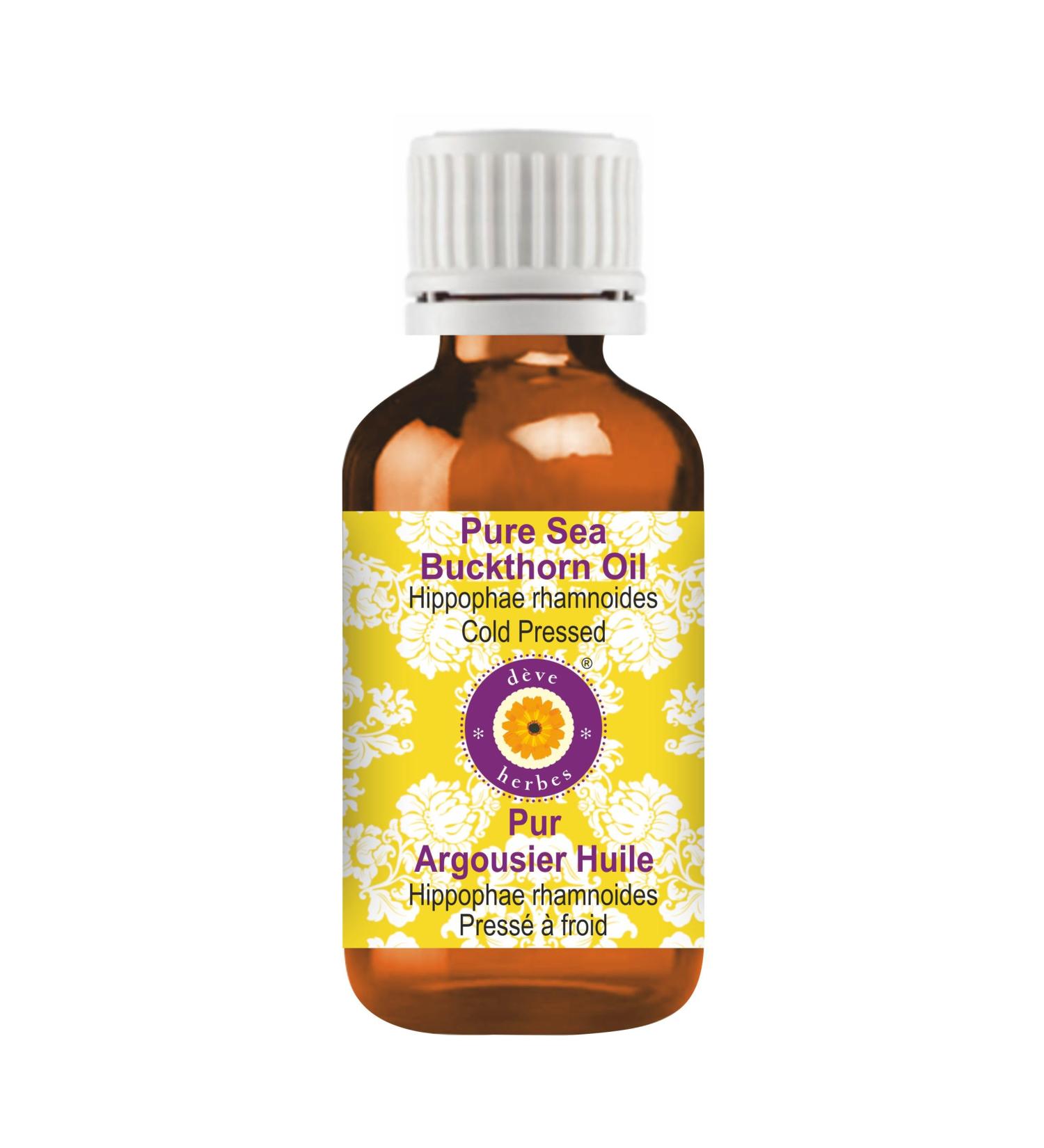 Deve Herbes Pure Sea Buckthorn Oil (Hippophae rhamnoides) Cold Pressed 15ml (0.50 oz) - Buy Online on GoSupps.com