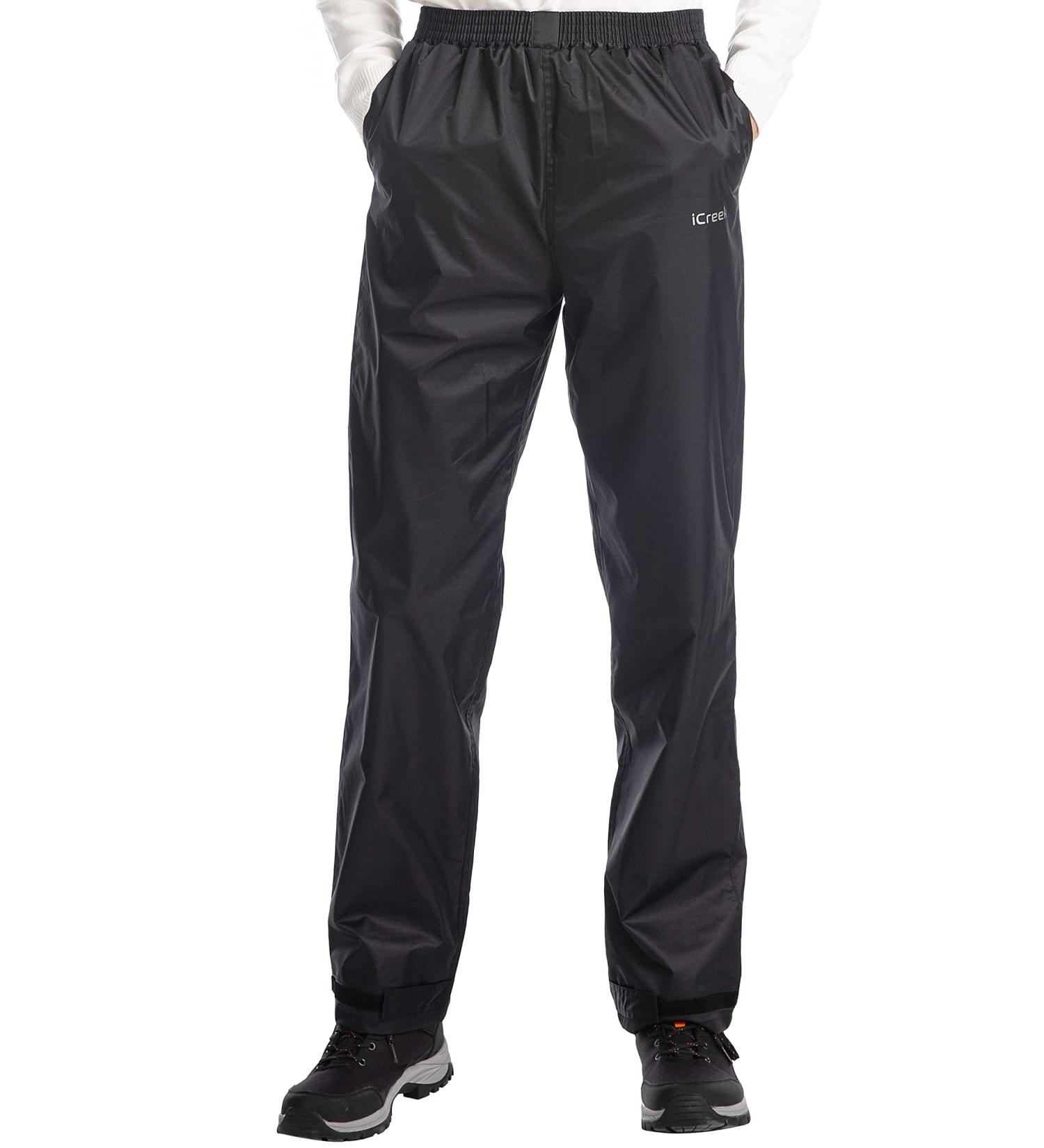 iCreek Men's Rain Pants Waterproof Breathable Windproof - Black Large/30 Inseam - Buy Online on GoSupps.com