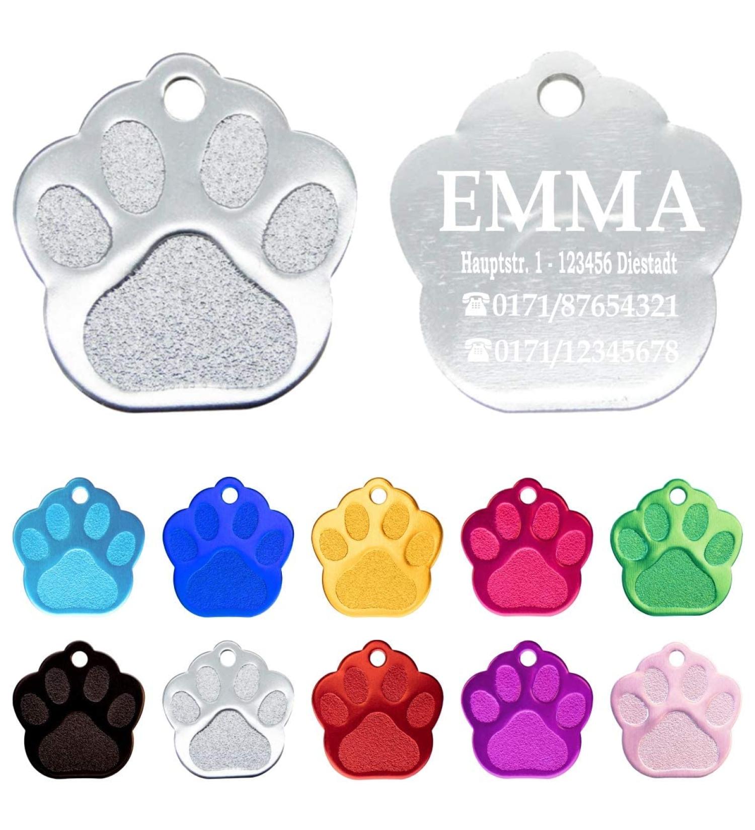 Personalized Dog Brand Paw - Ibera Gifts | Engraved Collar Pendant for Medium & Large Dogs & Cats - Silver - Buy Online on GoSupps.com
