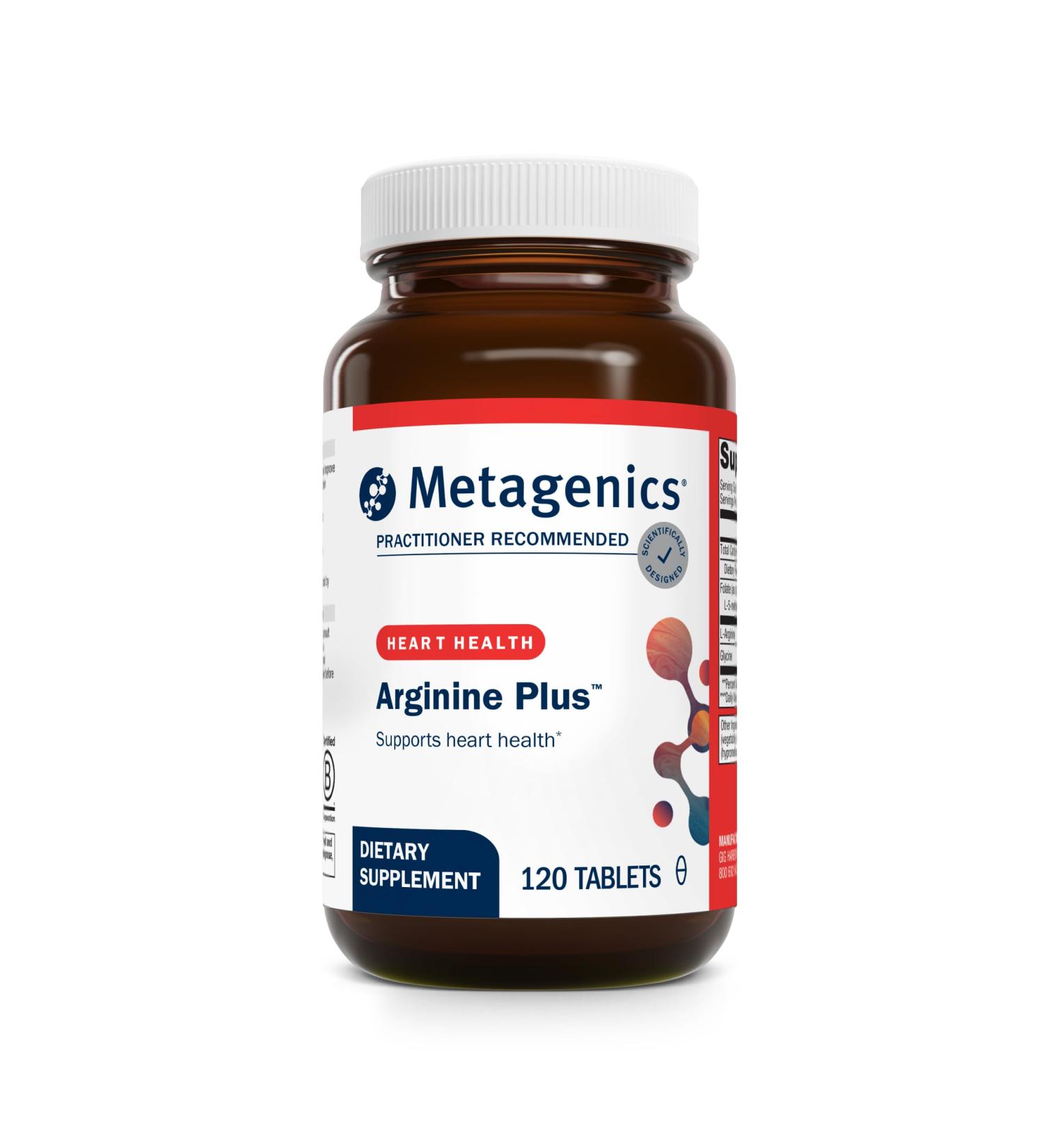 Metagenics Arginine Plus - 1.5 g L Arginine with Methyl Folate (L 5 MTHF) - Supports Healthy Blood Flow Circulation & Heart Health - Non GMO Gluten Free Vegetarian - 120 Tablets - Buy Online on GoSupps.com