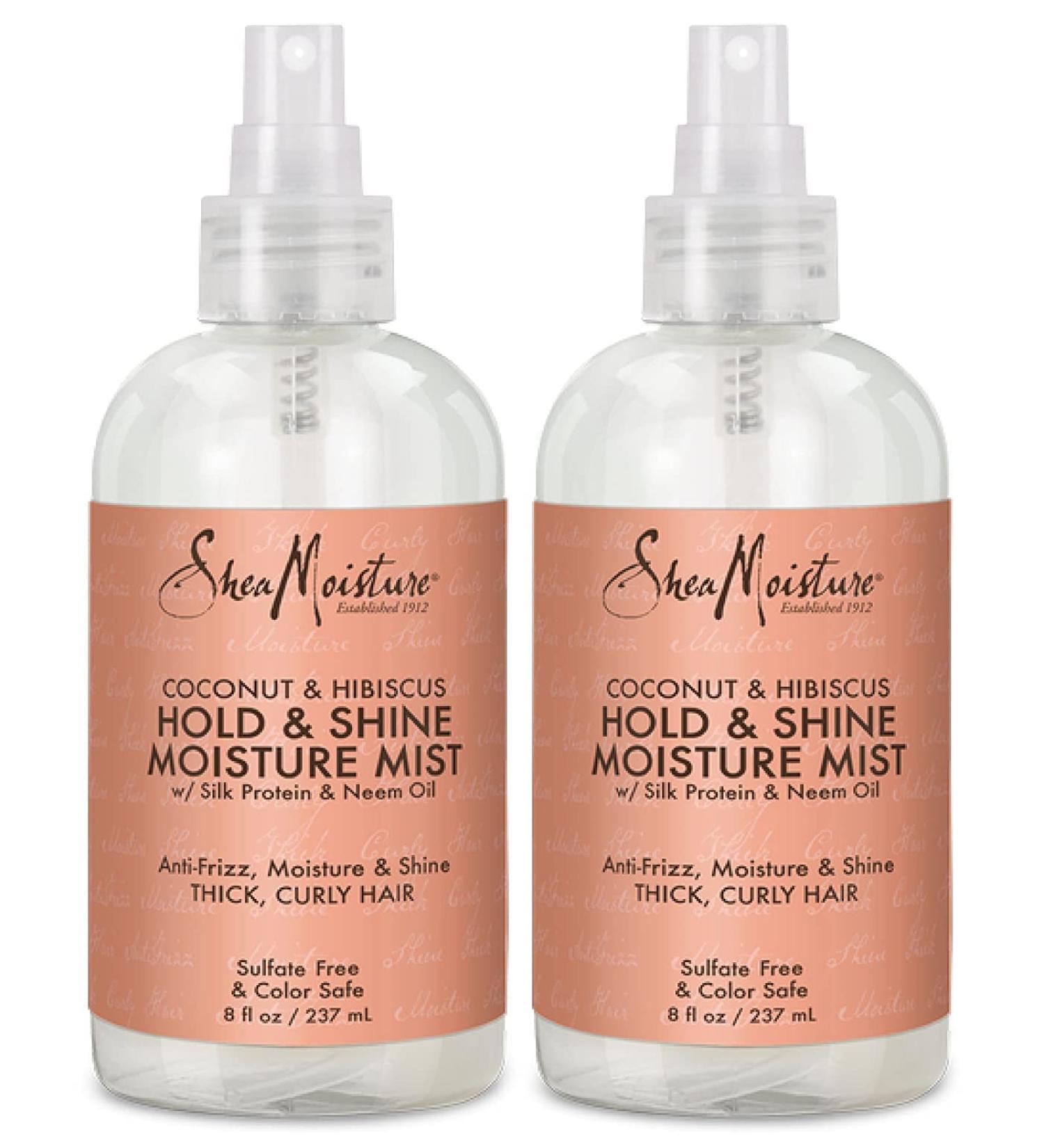 Shea Moisture Coconut Hibiscus Hold & Shine Daily Moisture Mist w/Silk protein & Neem Oil 8 oz Thick Curly Hair Sulfate Free & Color Safe Pack of 2 8 Fl Oz (Pack of 2) - Buy Online on GoSupps.com