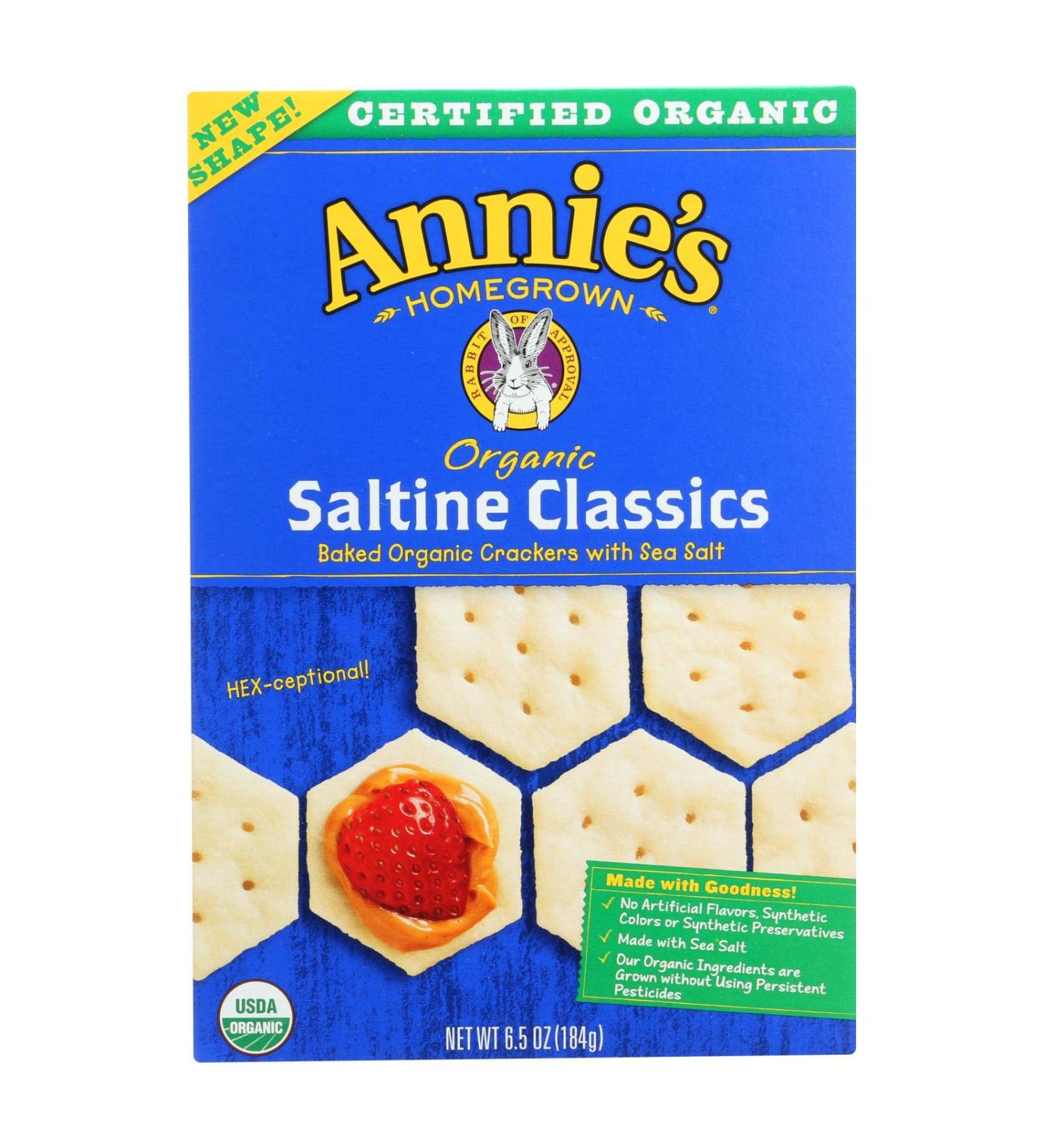 Annie's Homegrown Saltine Classics Baked Crackers with Sea Salt Organic 6.5 oz (184 g)