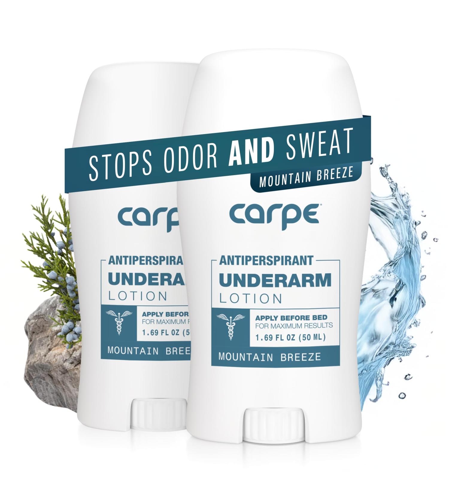 Carpe Underarm Antiperspirant Deodorant Advanced Sweat & Odor Protection Formula - Deodorant for Men & Women Helps to Combat Excessive Sweating with Odor Control - Mountain Breeze (Pack of 2) Mountain Breeze 1.69 Fl Oz (Pack of 2) - Buy Online on GoSupps.com