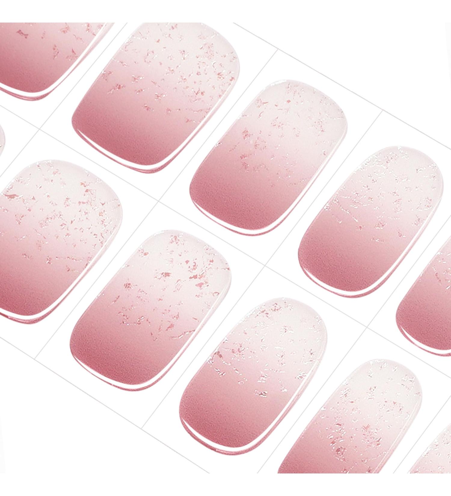 Danni & Toni Gilded Sunset Half Hardened Gel Nail Foils - Pink Silver Glossy Nail Set | Self-Adhesive UV Gel Nail Wraps 28 Stickers - Buy Online on GoSupps.com