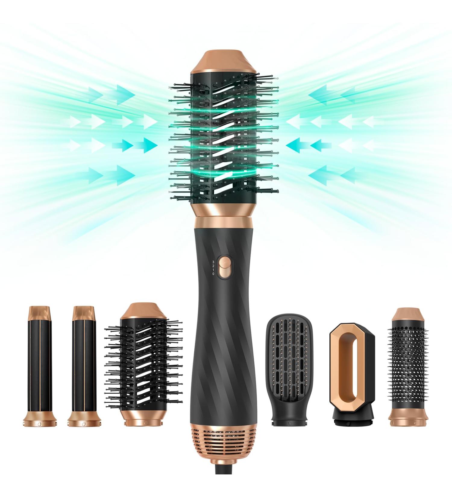 6-in-1 Blow Dryer Brush | Upgrade Curly Twist Hot Air Brush & Curling Iron | Negative Ion Travel Hair Styler - Buy Online on GoSupps.com