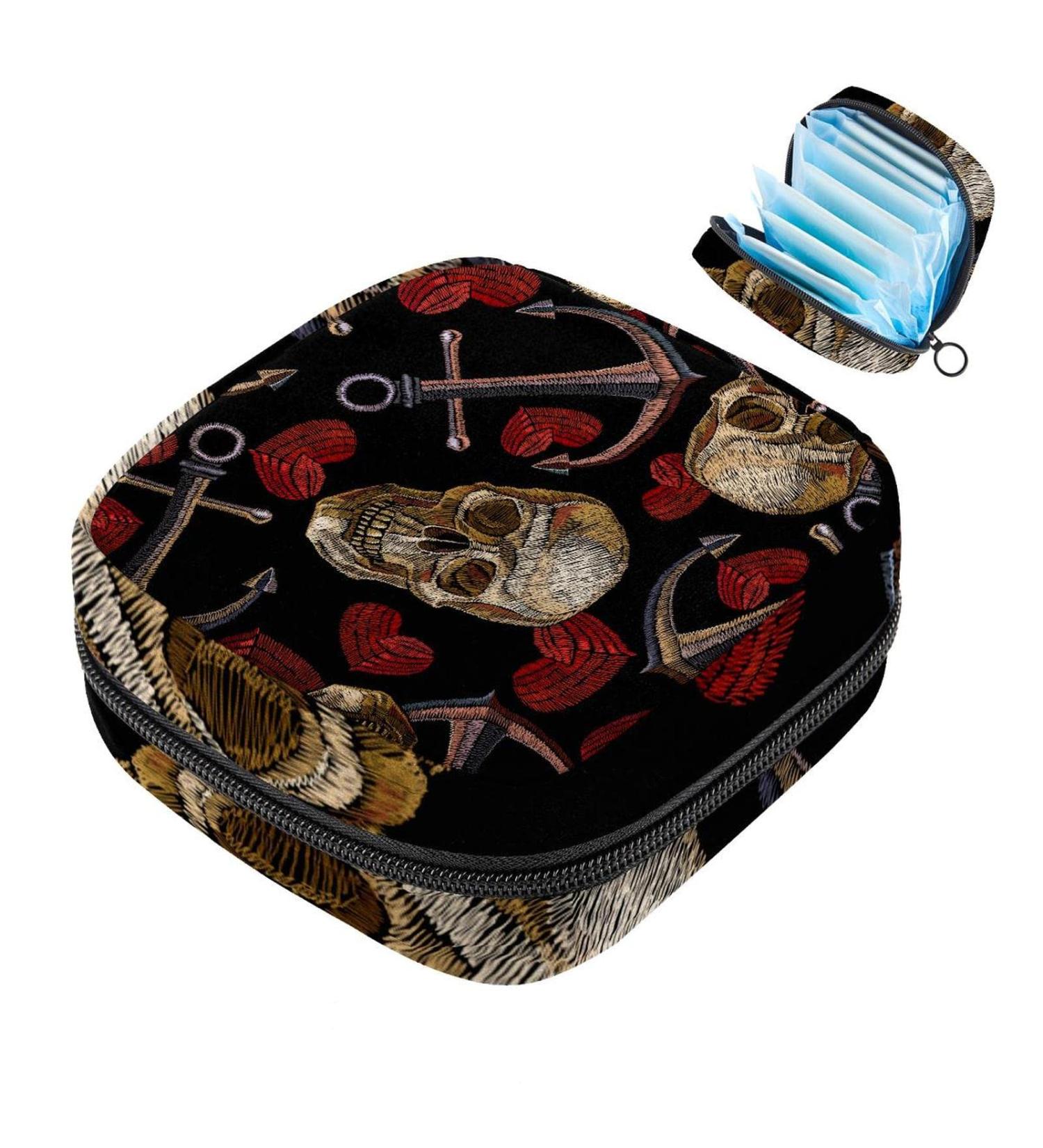 Shop Stylish Women's Totenkopf-Pattern Binding-Up Bags | Durable Tampon Storage with Zip Pockets - Buy Online on GoSupps.com