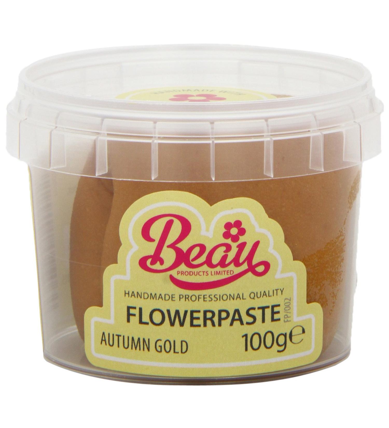 Beau Autumn Gold Flowerpaste 100g - High-Quality Edible Flowerpaste for Cake Decorating - Buy Online on GoSupps.com