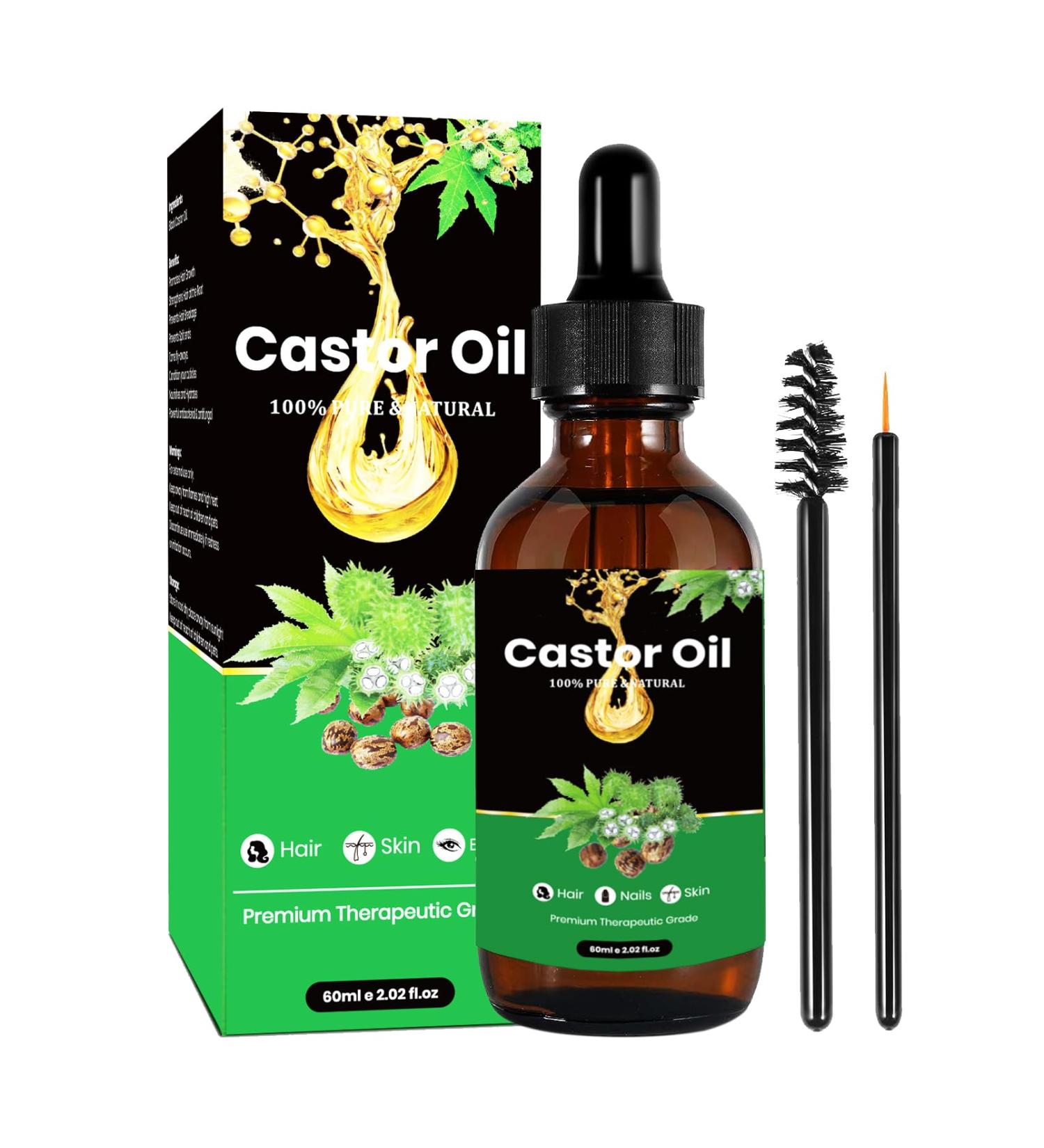 Black Castor Oil for Eyelashes and Eyebrow Growth 60ML Cold Pressed Castor Oil for Hair Growth Nails & Skin Promote Hair Growth Strengthen Hair Roots and Prevent Bifurcation - Buy Online on GoSupps.com