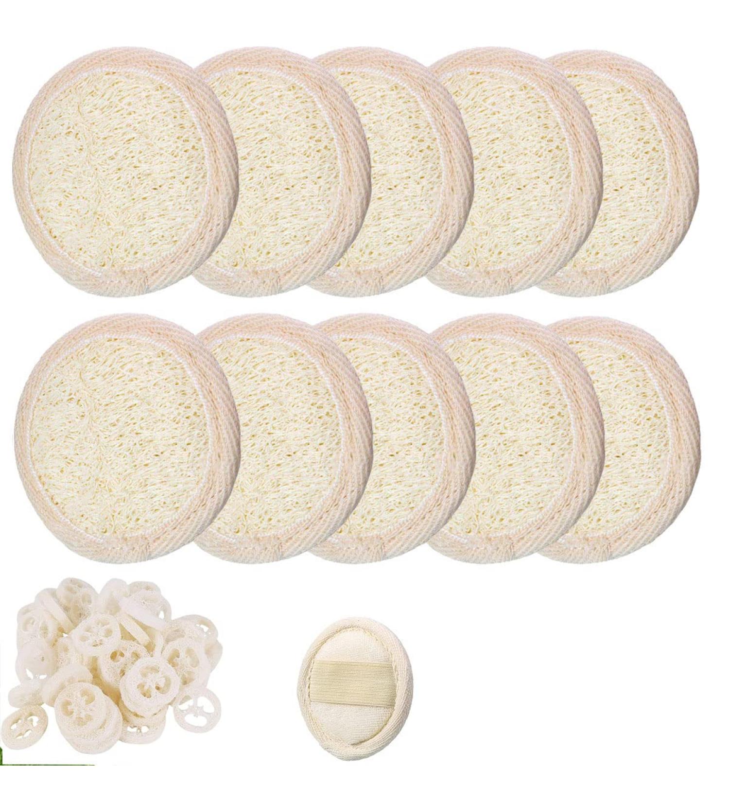 10 Pcs Natural Exfoliating Facial Loofah Scrubbers - Reusable Face Exfoliator Pad for Men and Women - Buy Online on GoSupps.com