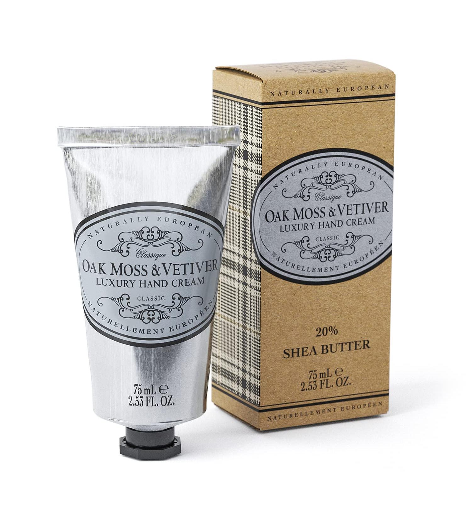 Naturally European Oak Moss and Vetiver Hand Cream, with Shea Butter to Moisturize and Protect Skin, Earthy and Floral Scent, for All Skin Types 75 ml
