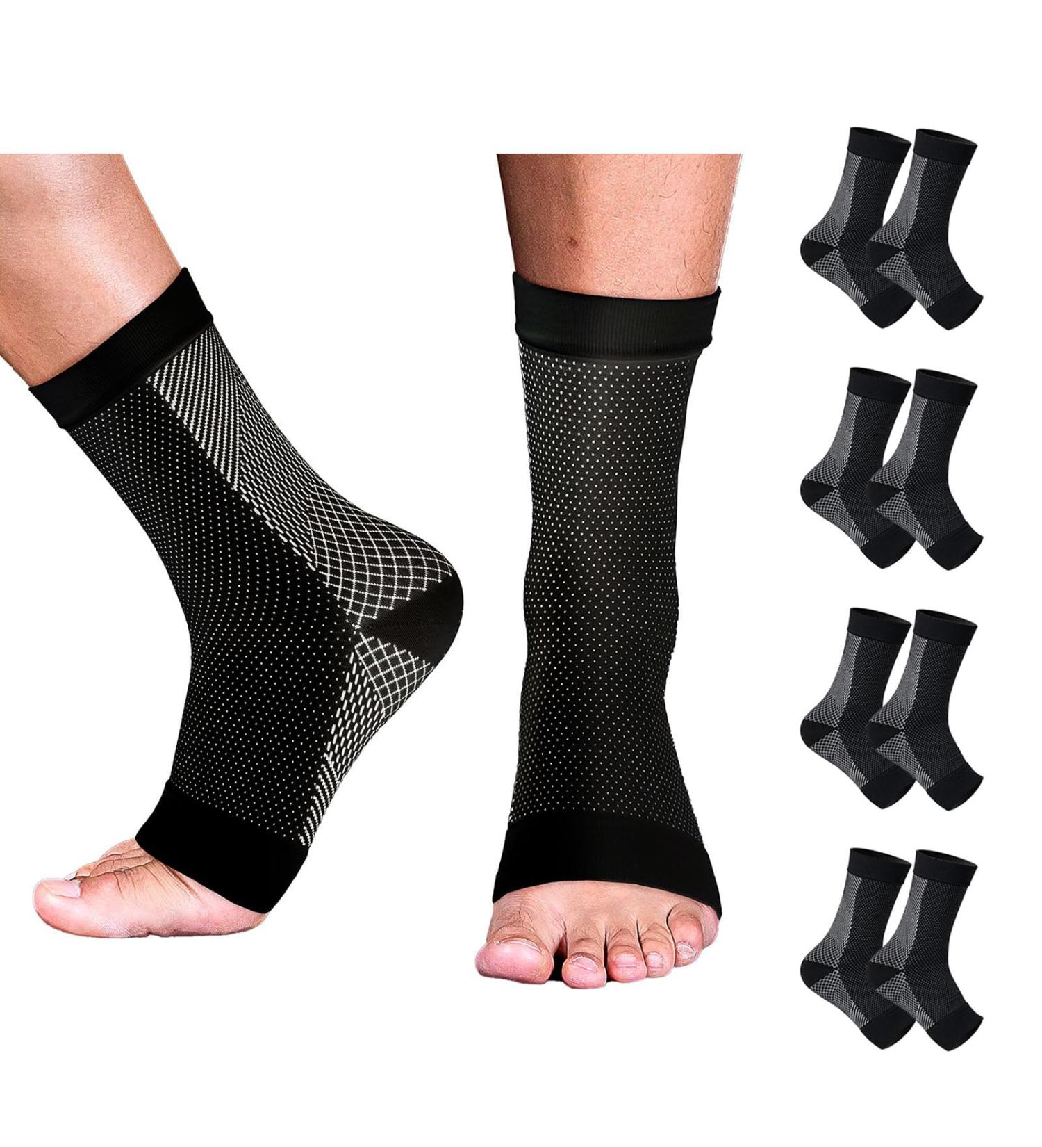 Divove Compression Socks for Ankle Support - 4 Pairs Size 41-46 Black - Unisex Compression Stockings for Men & Women - International Shipping Available - Buy Online on GoSupps.com