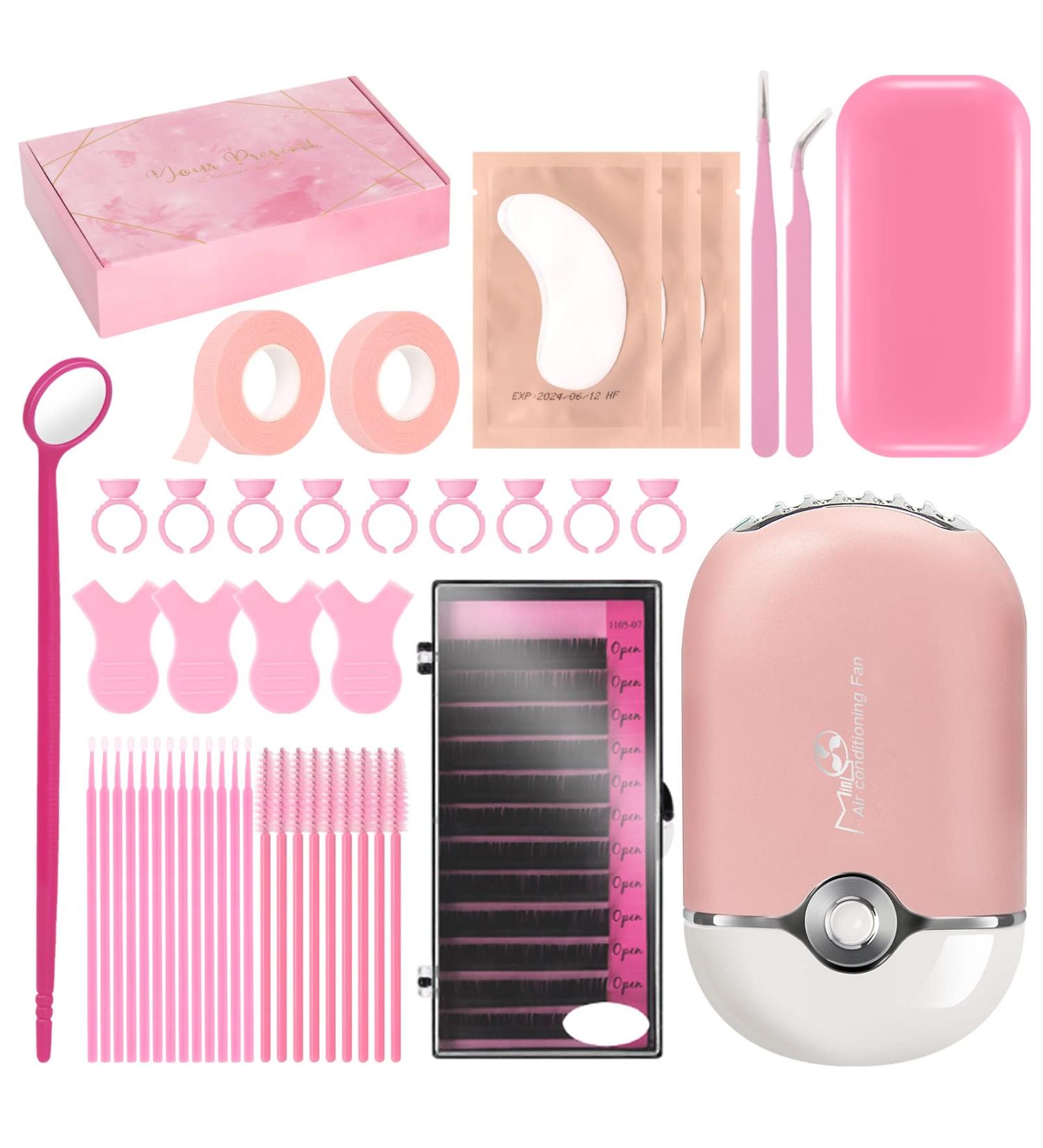 Buqikma 277 PCS Eyelash Extension Kit | Type C Eyelash Fan | Lash Perm Lift Set with Mini Fan, Tweezers, Glue Ring, Eye Gel Pads - Ideal for Beginners and Professionals - Buy Online on GoSupps.com