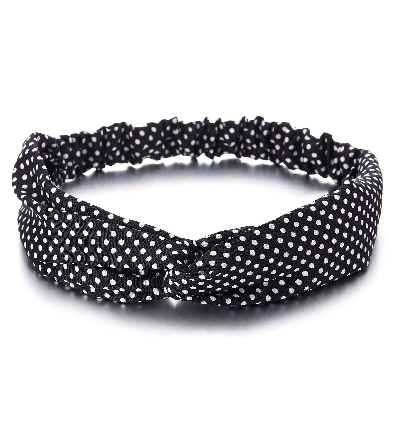 Shop Coolsteelandbeyond Vintage Polka Dot Hair Wrap - Elegant White & Black Turban Headband for All Occasions - Buy Online on GoSupps.com