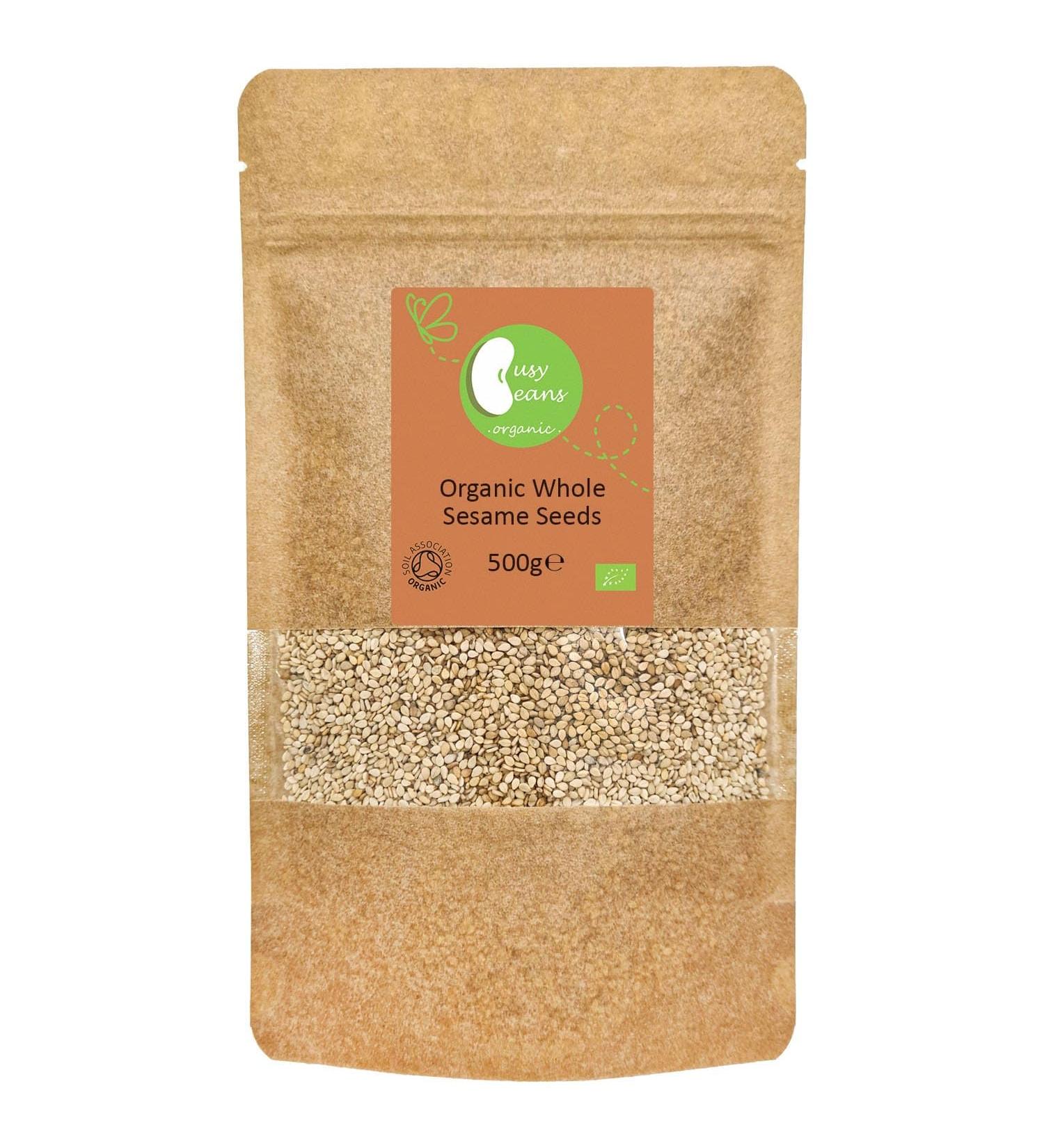 Organic Natural Sesame Seeds (Unhulled) - Certified Organic - by Busy Beans Organic (500g) - Buy Online on GoSupps.com