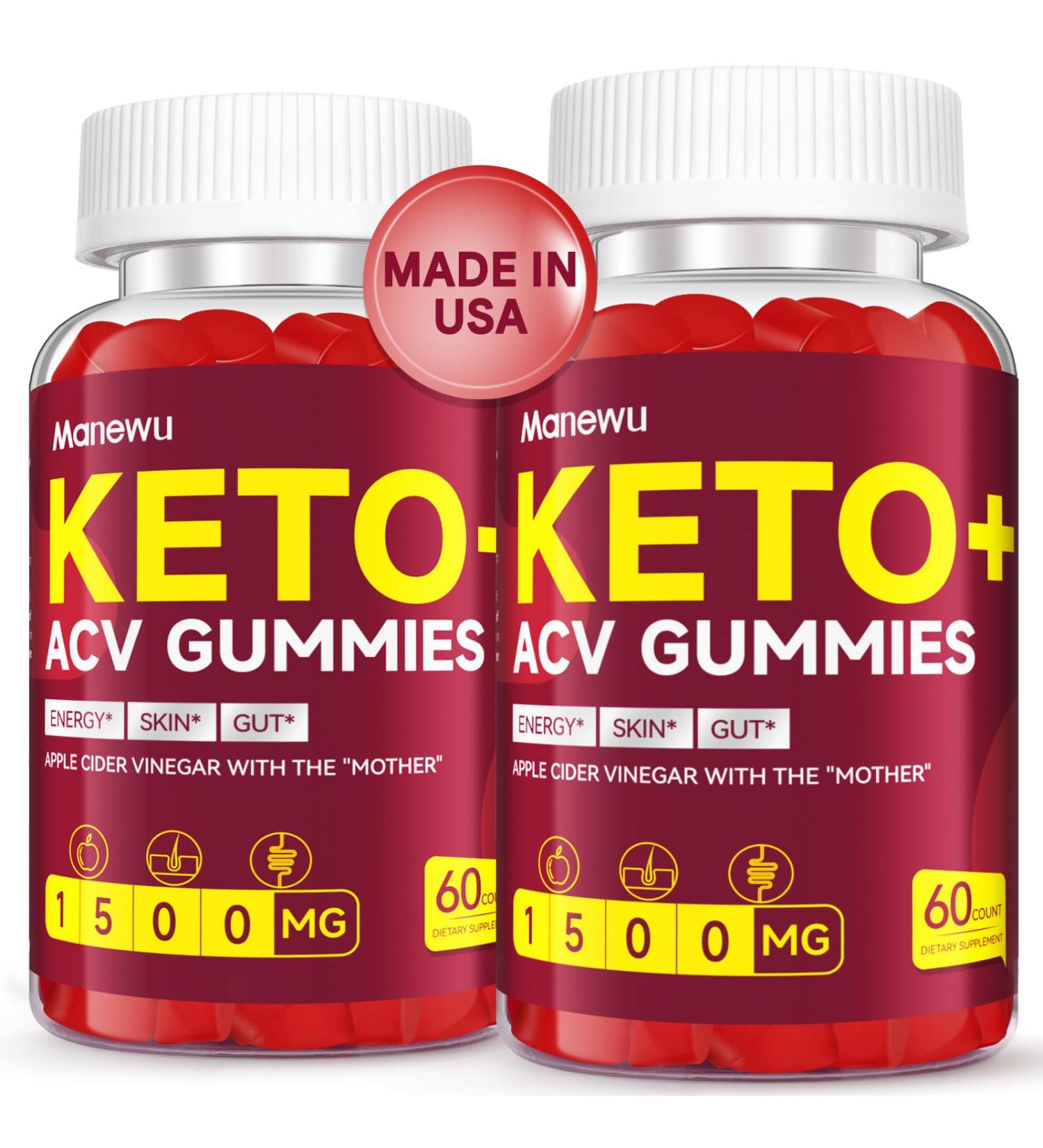 Keto ACV Gummies for Advanced Weight* & Loss & Belly Fat Burn* - Rapid Fat Burning Diet Supplement for Women Men - 1500mg Organic Gluten Free Apple Cider Vinegar with Mother - Support Gut Digestion 60 Count (Pack of 2) Red  - Buy Online on GoSupps.com