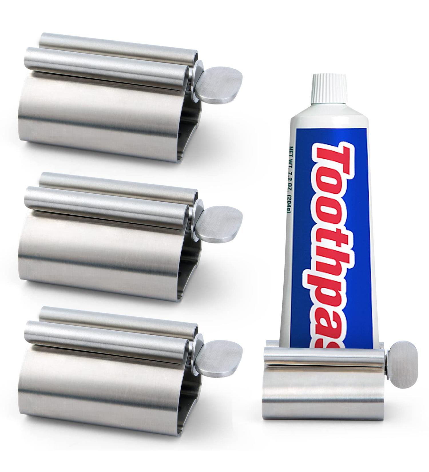 LOVEINUSA Stainless Steel Toothpaste Squeezer Tube Roller Set - 3PCS Rotate Dispenser for Creams, Ointments, Gels - Tube Wringer Holder Stand for Cosmetics, Glue Tubes - Buy Online on GoSupps.com