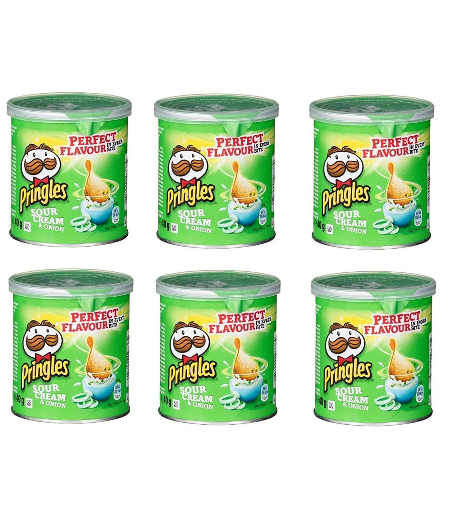 Pringles Pringles Sour Cream & Onion Potato Chips Pack of 6 40g
