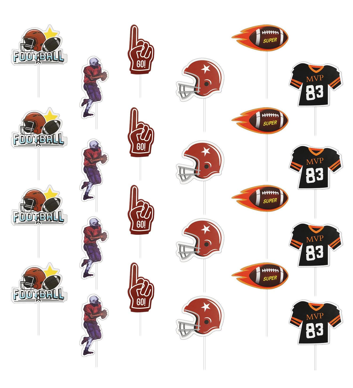 24pcs Football Cupcake Toppers Single-sided Football Cake Topper Rugby Cupcake Toppers Football Cake Decorations Football Cupcake Picks for Super Bowl Sport Game Day Themed Birthday - Buy Online on GoSupps.com