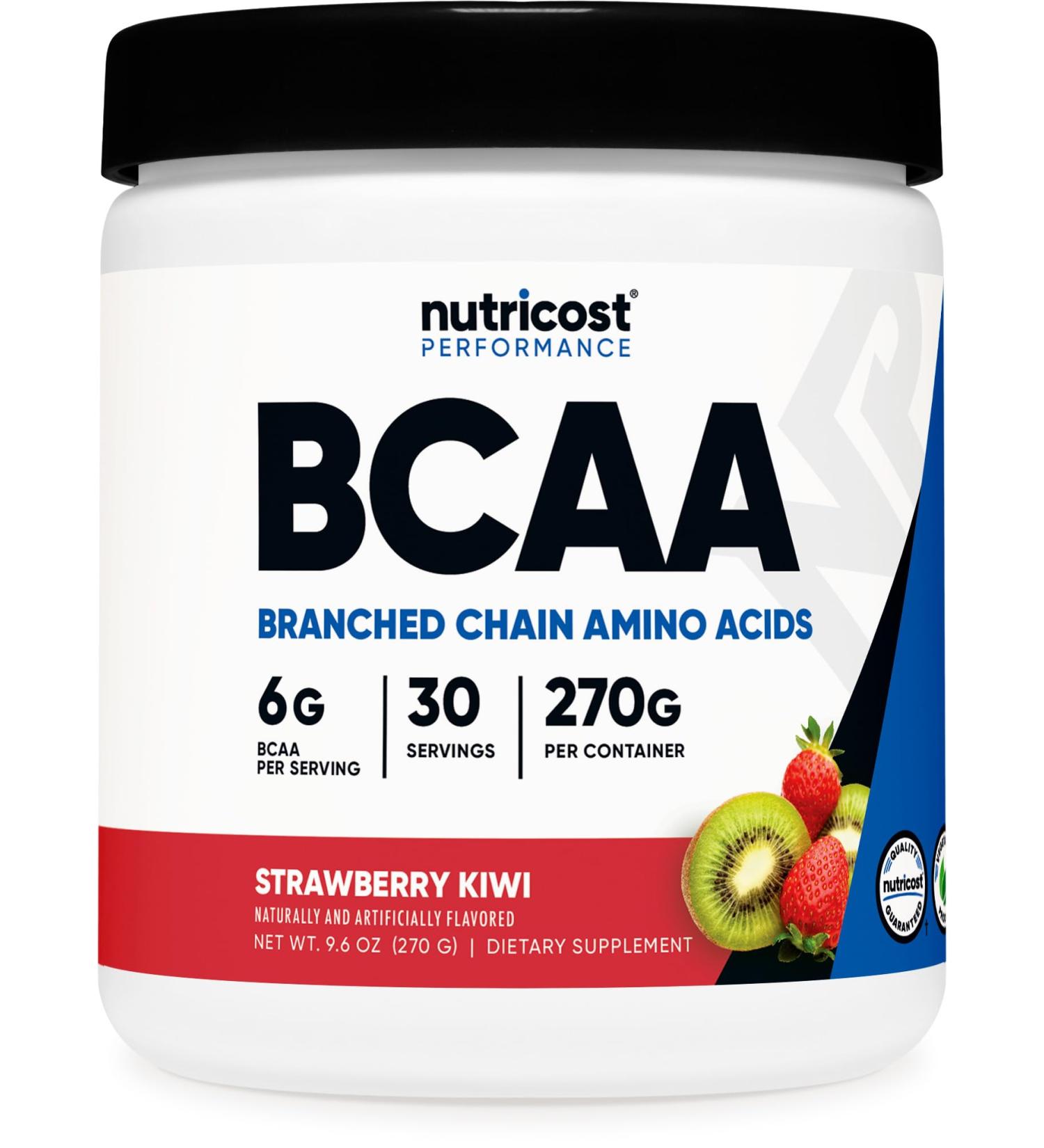 Nutricost BCAA Powder - Strawberry Kiwi 30 Servings | Optimal 2:1:1 Ratio | International Shipping Available - Buy Online on GoSupps.com