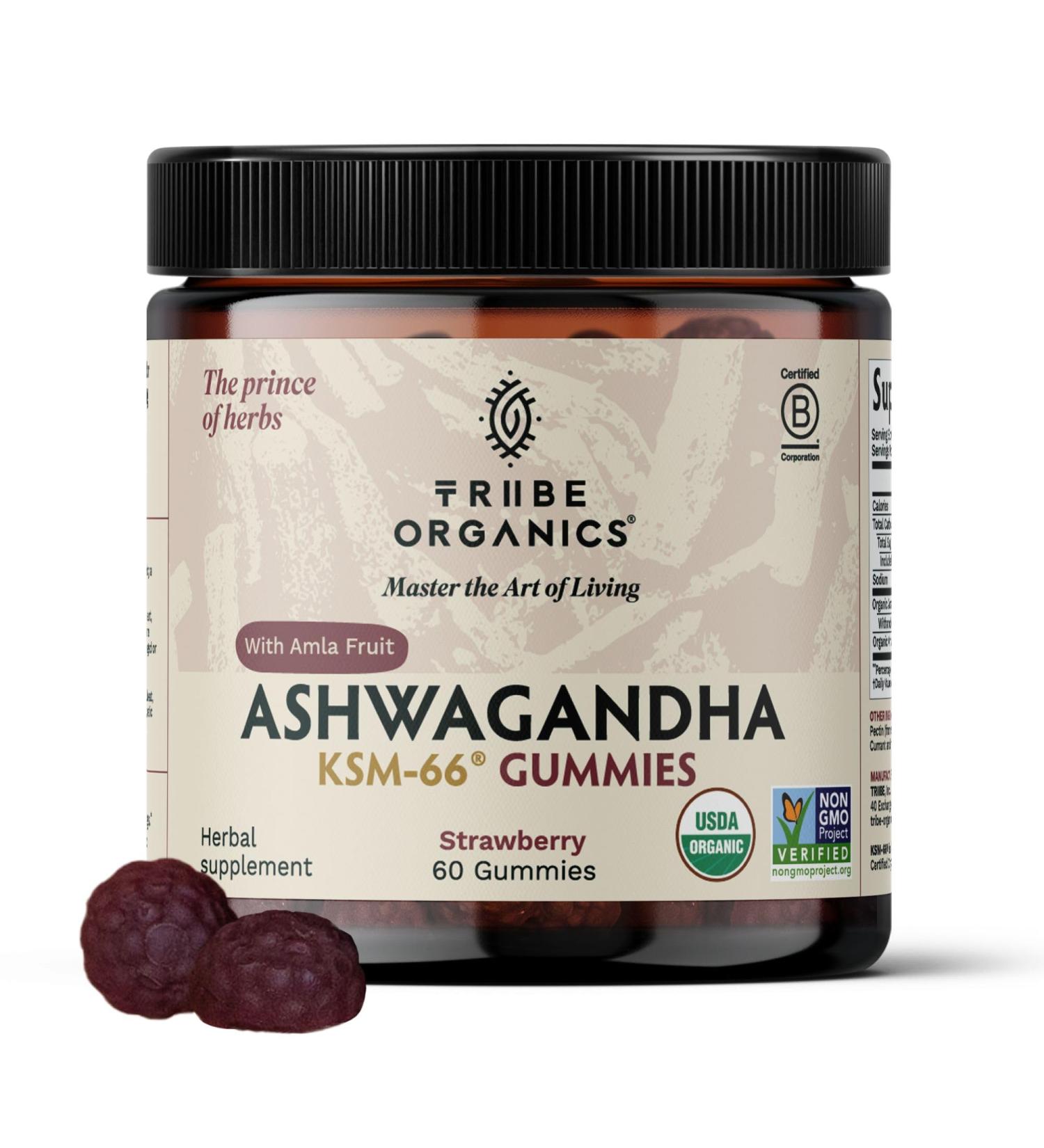 Ashwagandha KSM-66 Gummies for Adults - Pure Organic Root Extract Ayurvedic Supplement Gummy for Men & Women Focus Mood Support Increase Energy Strength 600mg of Natural KSM66 for Superior Absorption - Buy Online on GoSupps.com