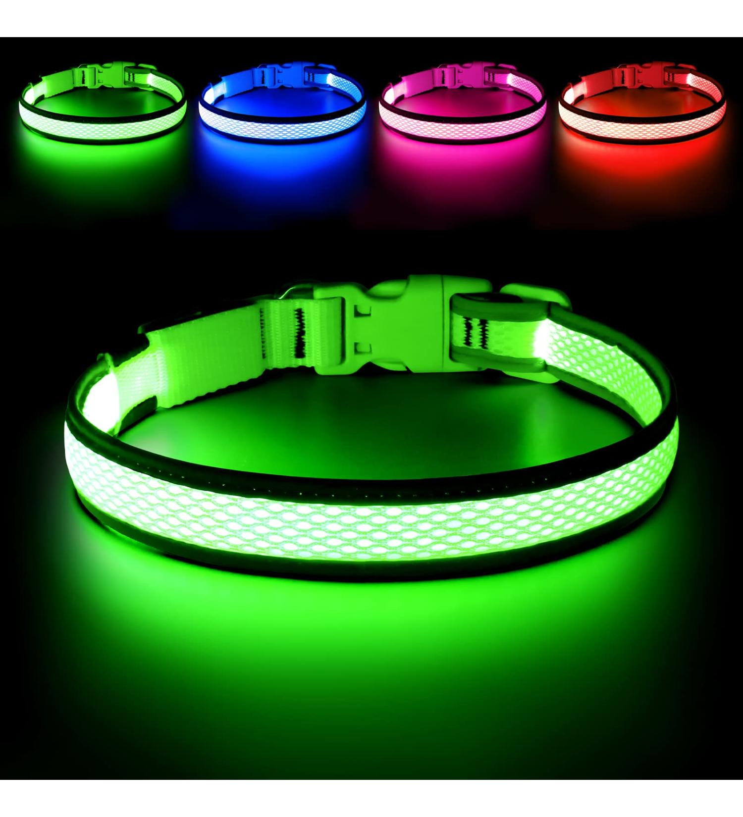 Flashseen LED Dog Collar - USB Rechargeable Light Up Safety Collar for Small, Medium, Large Dogs (Candy Pink, Size Small) - Buy Online on GoSupps.com