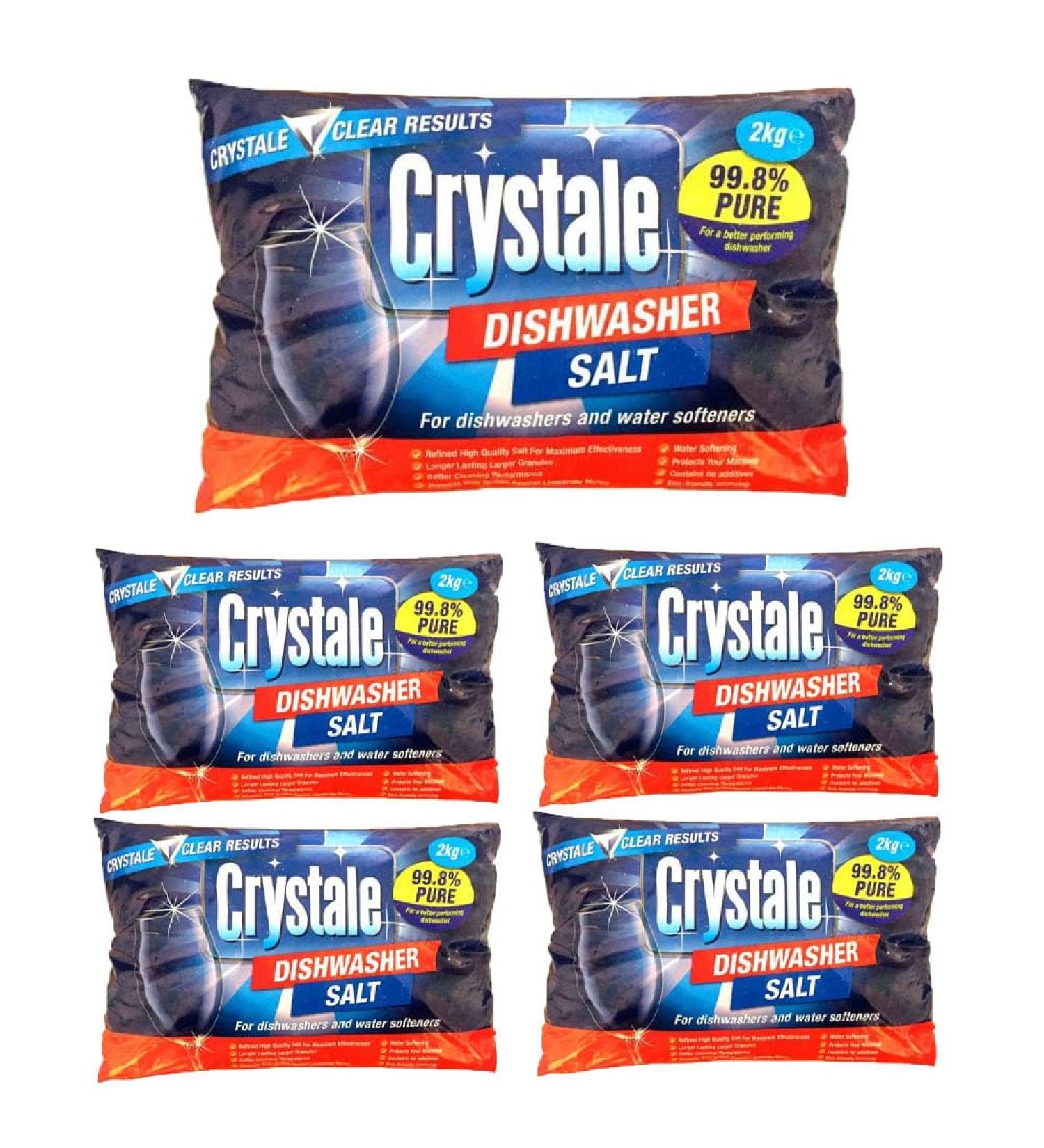Crystale 5 x 2kg Dishwasher Salt With Welari Thank You Card Limescale Cleaner Kitchen Household Watermarks Remover (4kg) - Buy Online on GoSupps.com