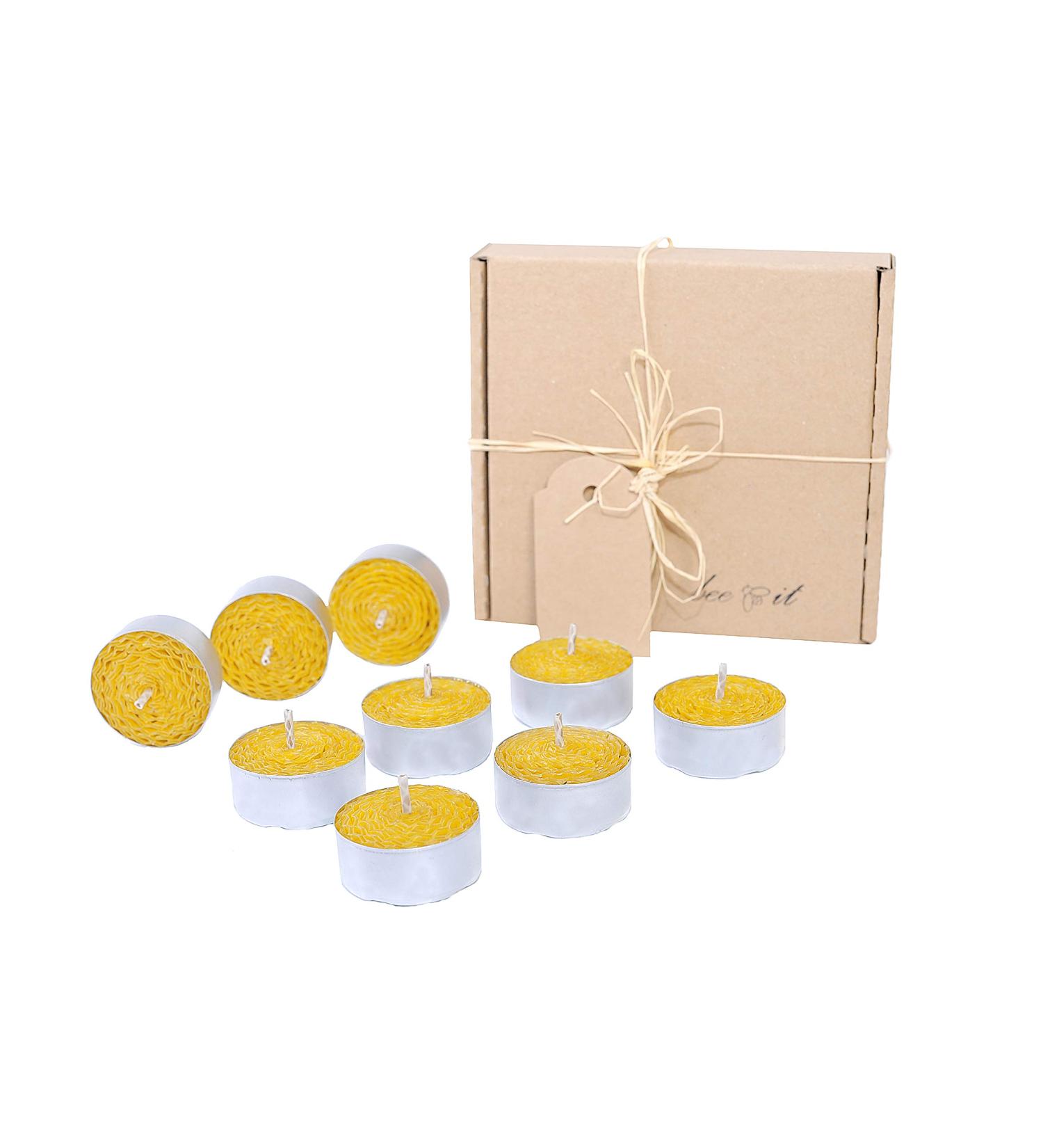 100% Pure Organic Beeswax Tea Lights - 9 Hand Rolled Natural Candles for Aromatherapy | Eco-Friendly & Handmade - Buy Online on GoSupps.com