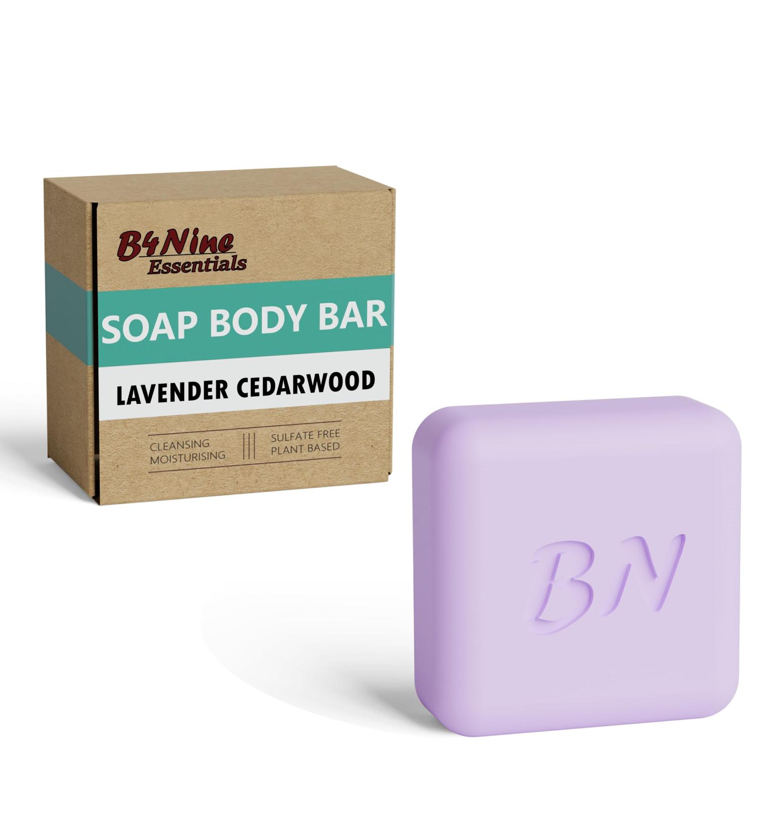 B4Nine Natural Soap Bar - Deep Cleansing & Hydration for All Skin Types - Nourishing Coconut Oil & Cocoa Butter - Lavender Cedar Charm - 4.5 oz | International Shipping - Buy Online on GoSupps.com