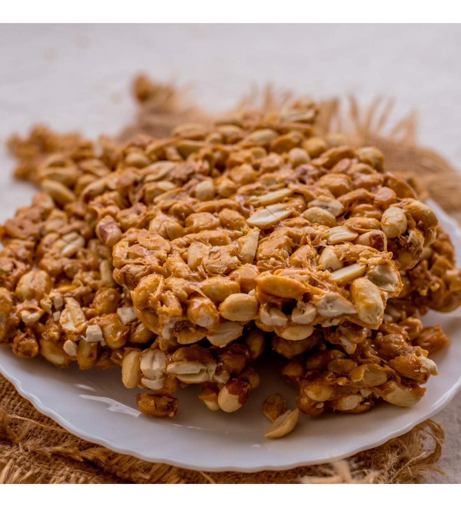 Lohri special punjabi mithai christmas gift sweets winter special sweets| Peanut Chikki Gajak| Peanuts Round Yellow Gajjak Sweets | Chikkis Jaggery | Groundnut Gazak | Kadalai Burfi | Peanut Brittle -200gm|Marwari Gajak|Marwadi Gajjak