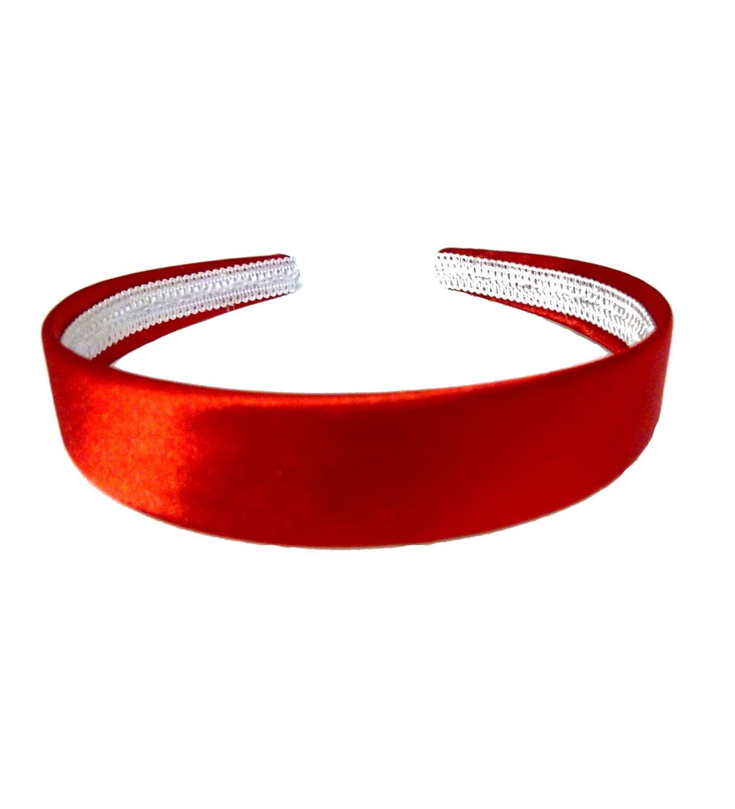 Aliceband headband bright colored satin 2.5 cm wide red