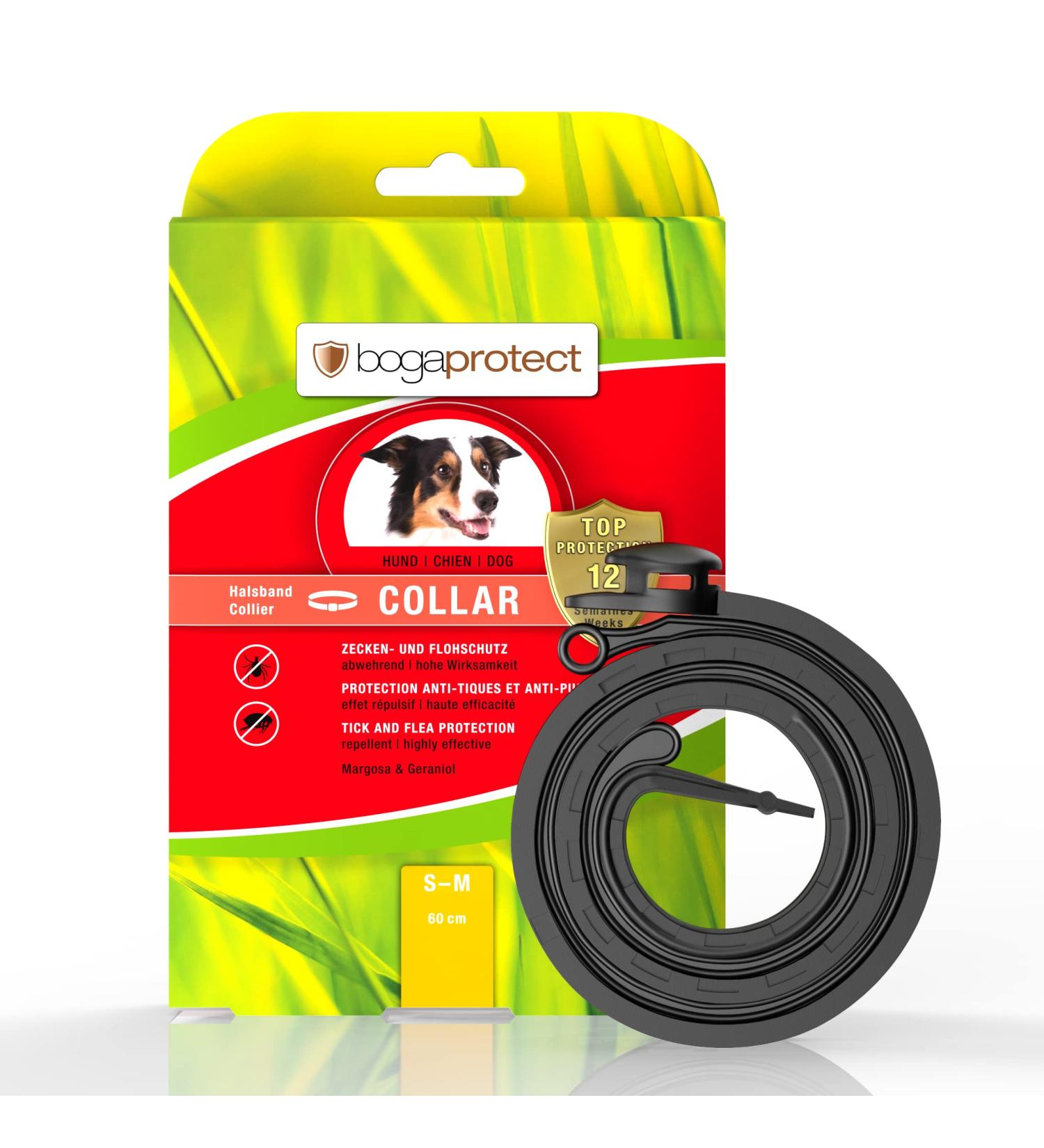 Bogaprotect Collar - Natural Flea & Tick Collar for Dogs | 12 Weeks Protection | 100% Organic Ingredients - Size S-M (60cm) - Buy Online on GoSupps.com
