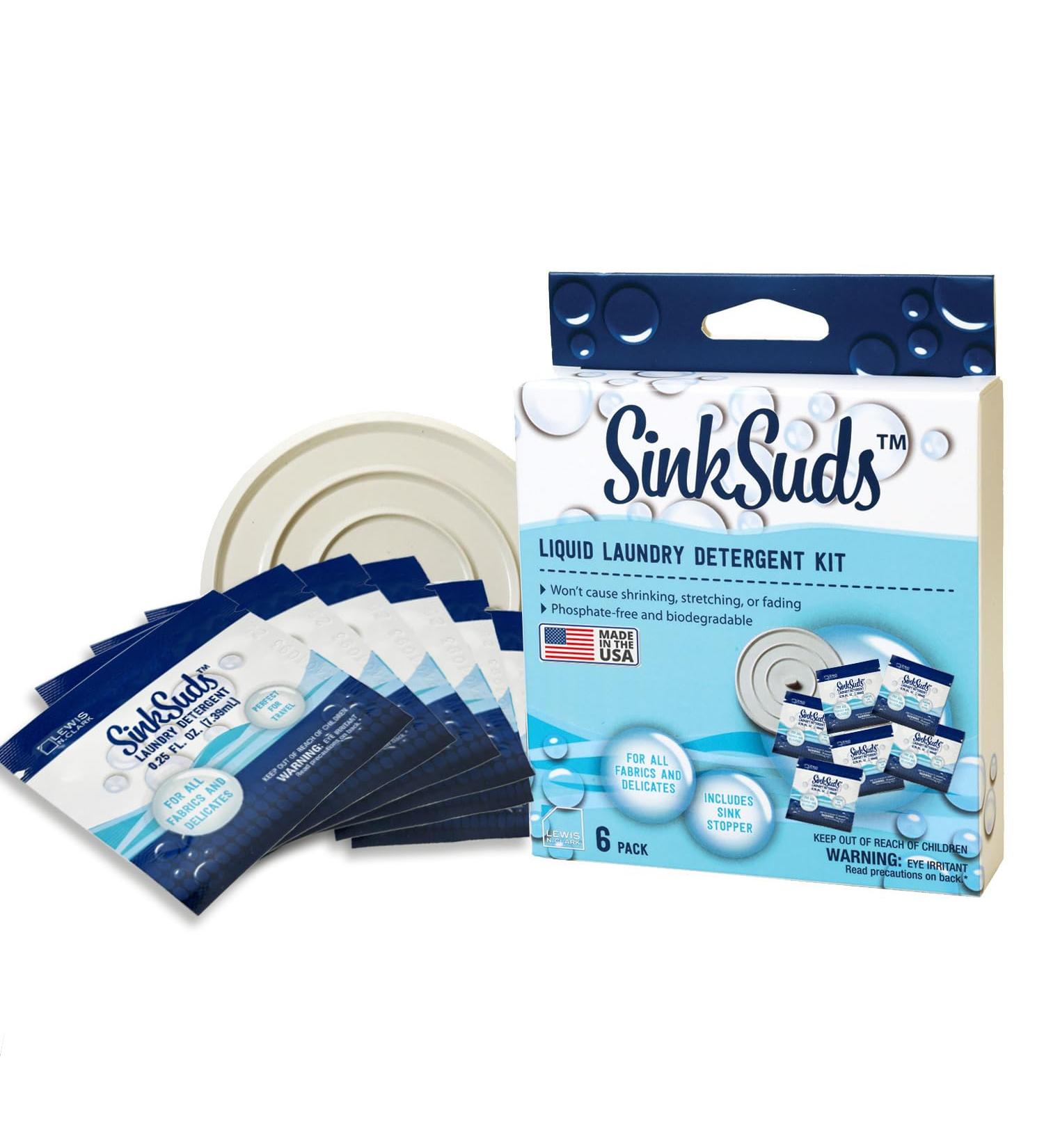 Travel Laundry Detergent Liquid Soap + Odor Eliminator - TSA Compliant 6 Sink Packets for All Fabrics Delicates Safe Compact & Convenient | Buy Online - Buy Online on GoSupps.com