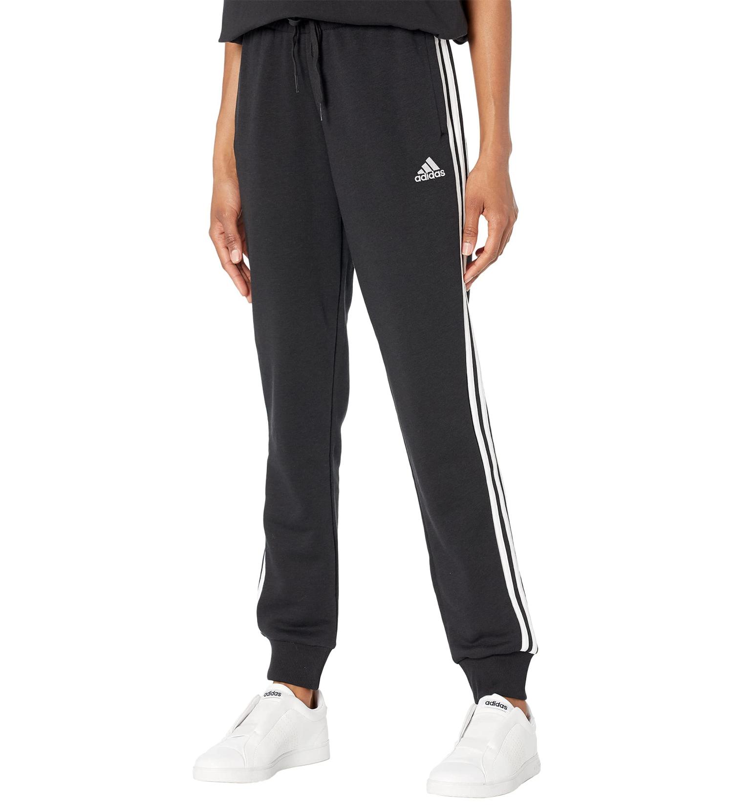 adidas Women's Essentials French Terry 3-Stripes Pants Large Core Black/White