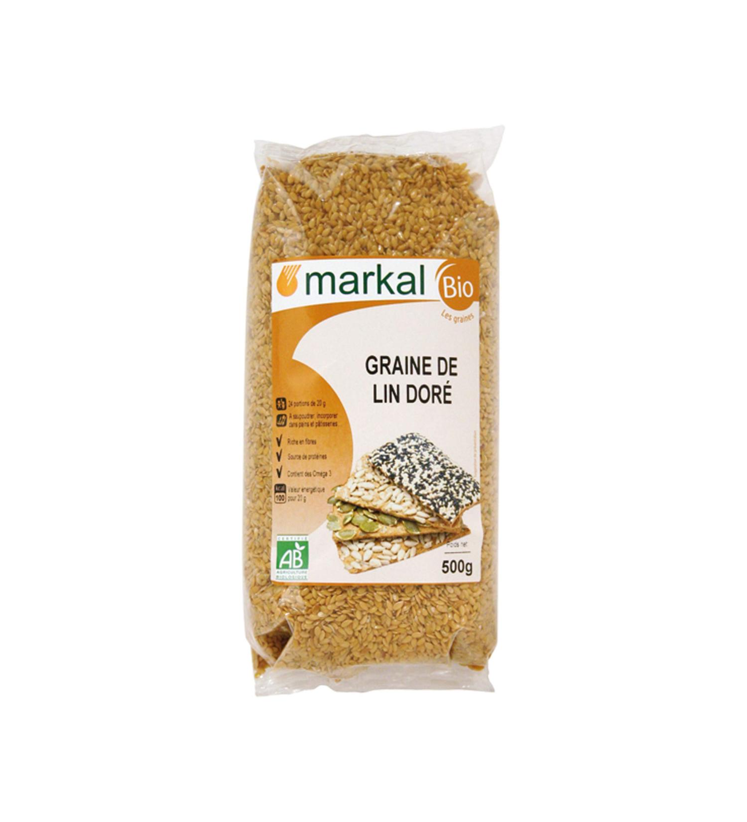 MARKAL Golden flax seeds 500G Organic - - Buy Online on GoSupps.com