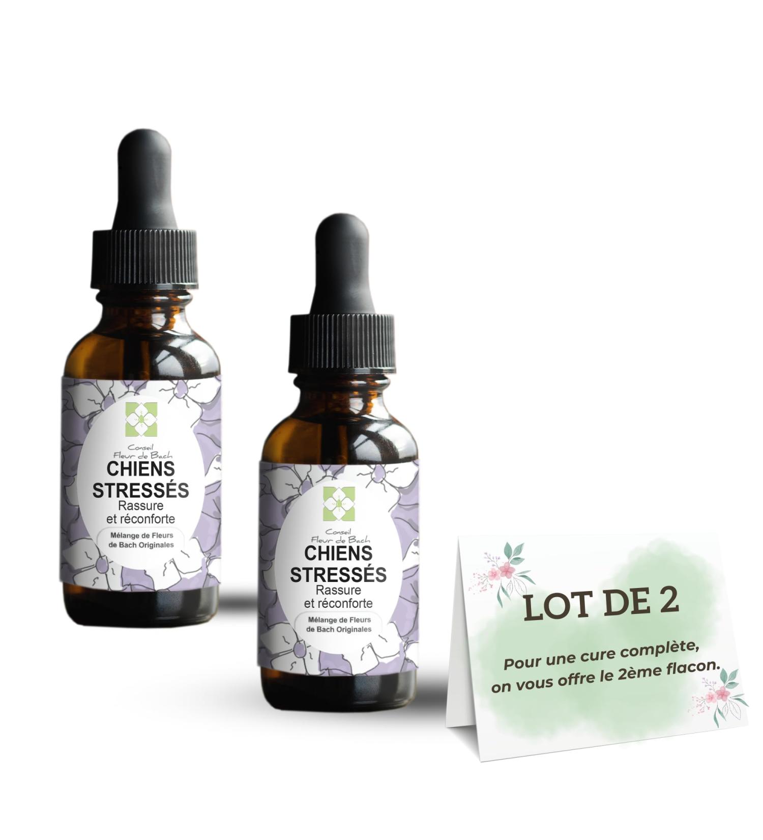 Lot of 2 Mixture of floral elixirs "Stressed dog" Quickly comfort your dog. This is a natural anti-stress for his daily life (30ML) - Buy Online on GoSupps.com
