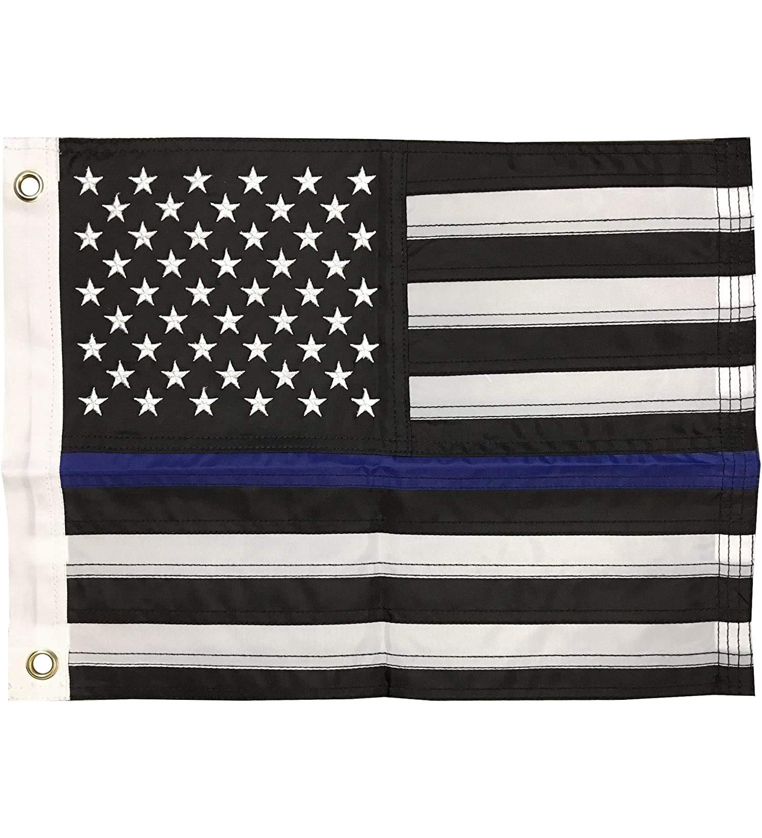 G Ganen 12x18 Inch Nylon Embroidered Police Officer Thin Blue Line Motorcycle Boat American USA Flag