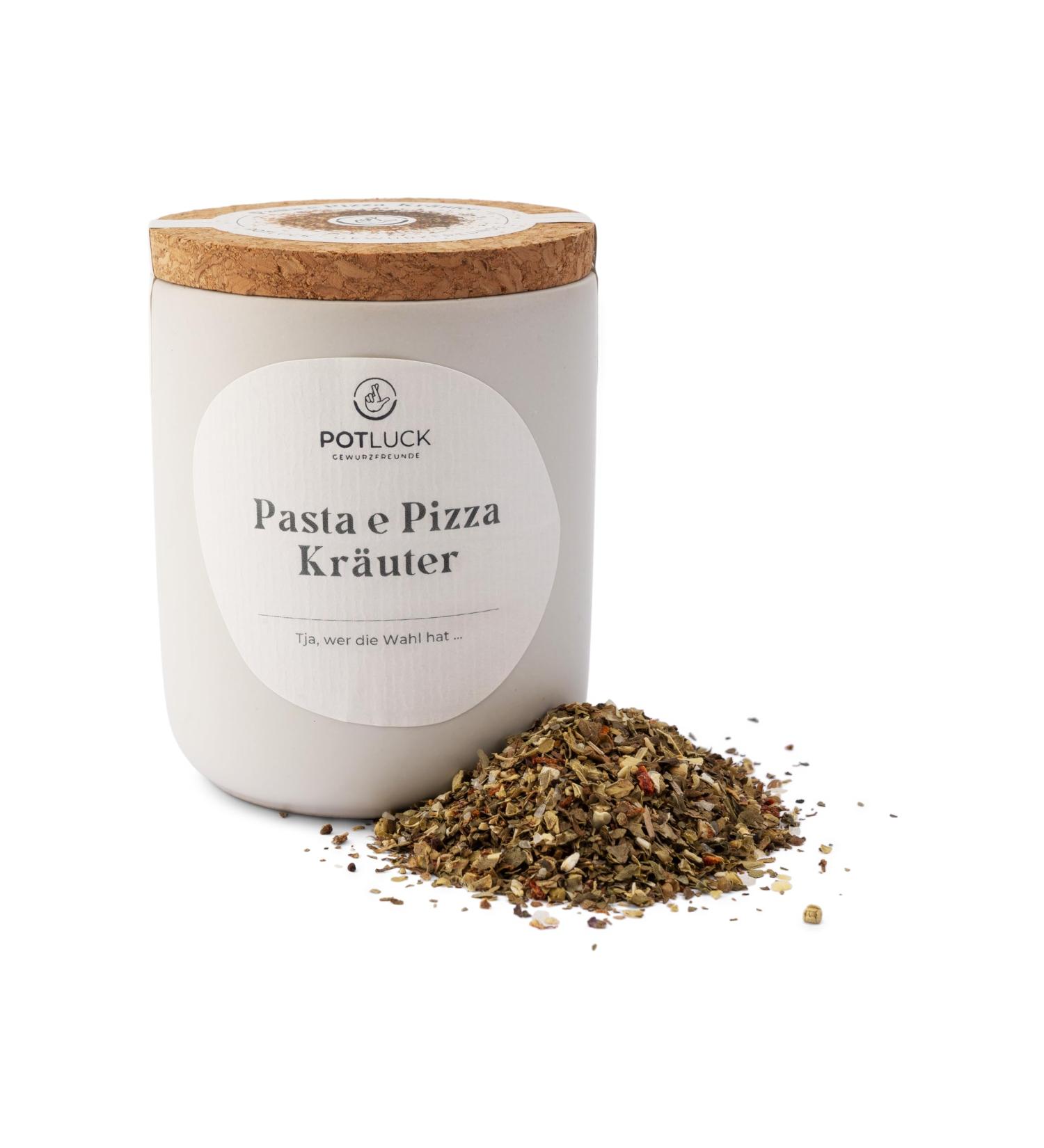 POTLUCK Pasta e Pizza Herbs - 40g Vegan Gluten-Free Spice Mix in Ceramic Pot - Natural Ingredients for Delicious Dishes - Buy Online on GoSupps.com
