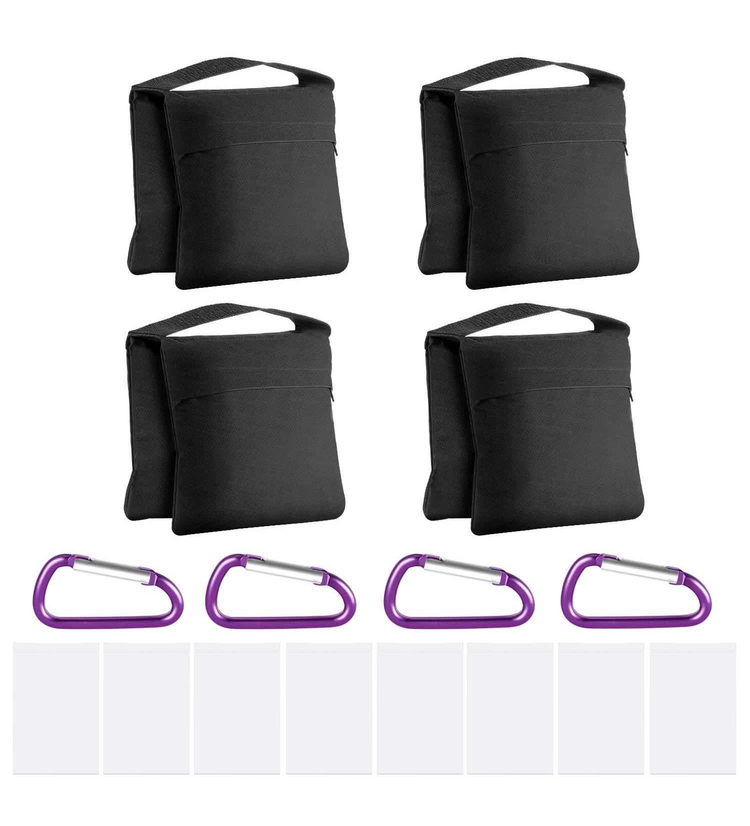 Neewer 4-Pack Photography Sandbags - Weight Bags for Photo Studio Stand, Outdoor Patio & Sports - Transparent PP Bag and Clips Included - Black - Buy Online on GoSupps.com